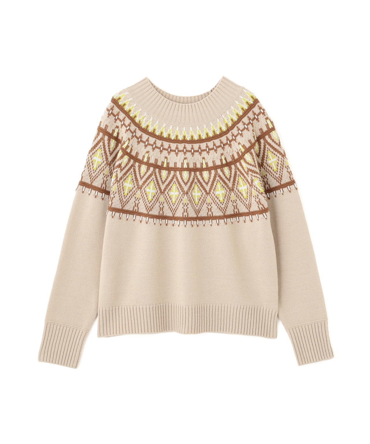 ウールアクリル求心ジャカードプルオーバー