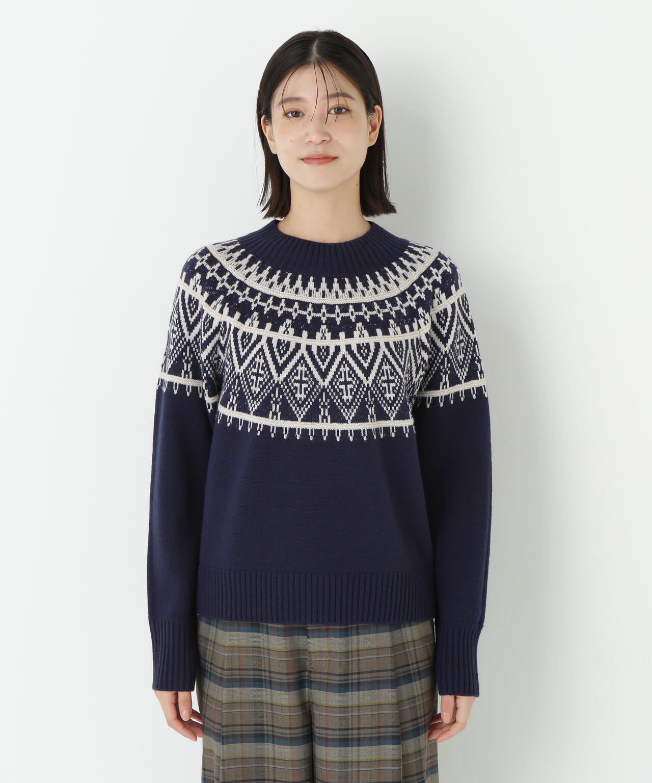 ヒューマンウーマン（human woman）/◆ウールアクリル求心ジャカードプルオーバー ウールアクリル求心ジャカードプルオーバー | human woman（ヒューマン