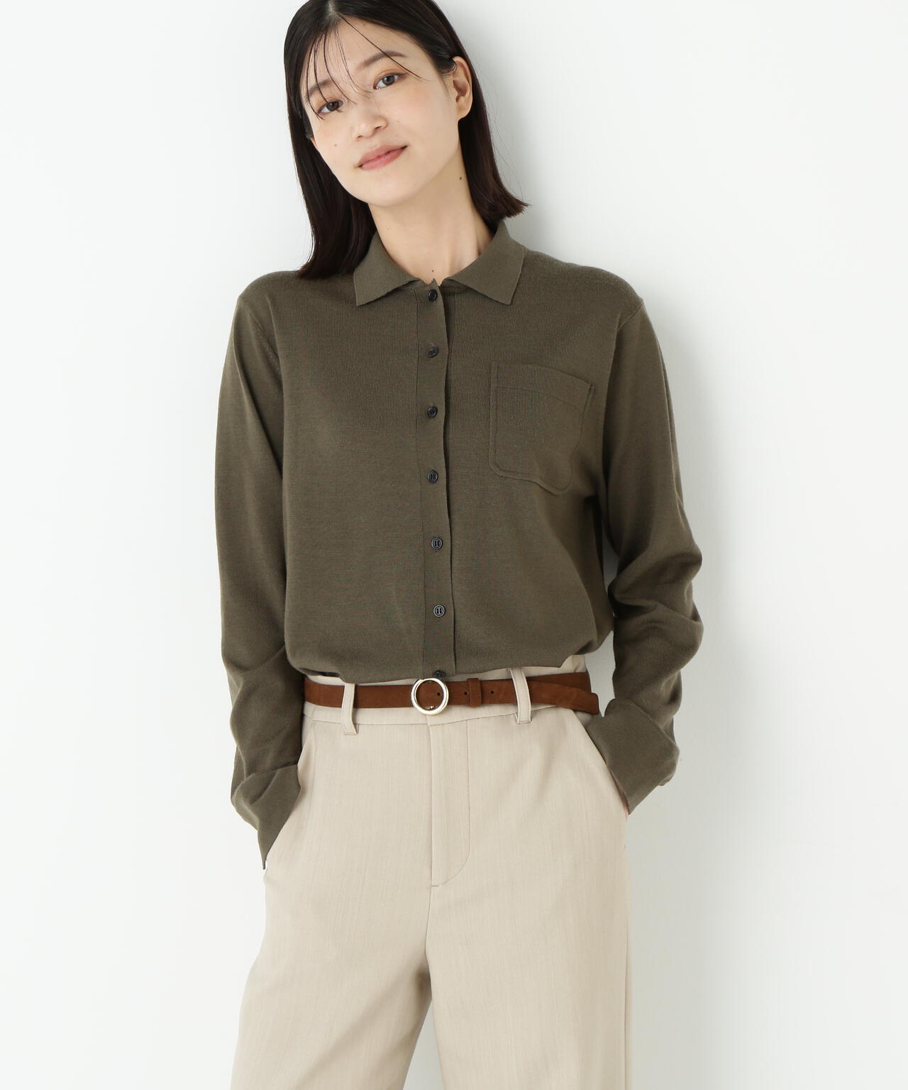 クリアウール混ニットシャツ | human woman（ヒューマンウーマン