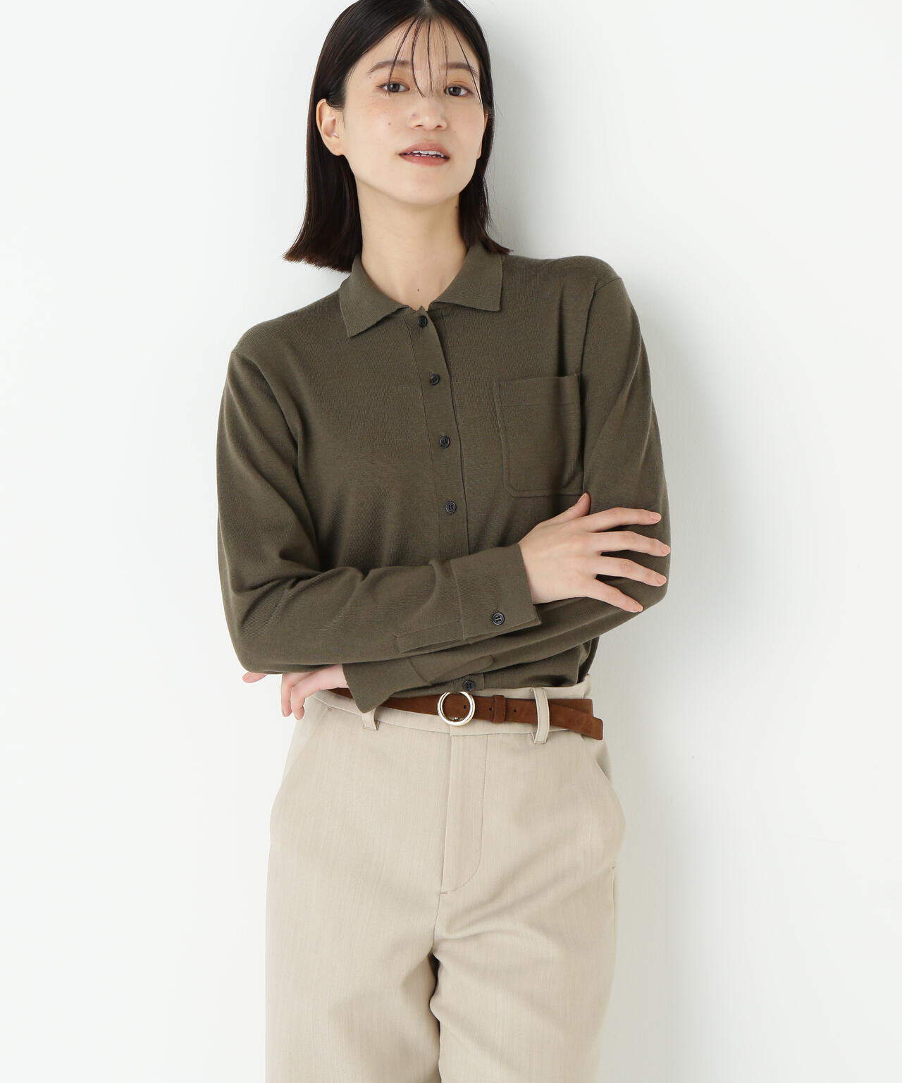 クリアウール混ニットシャツ | human woman（ヒューマンウーマン