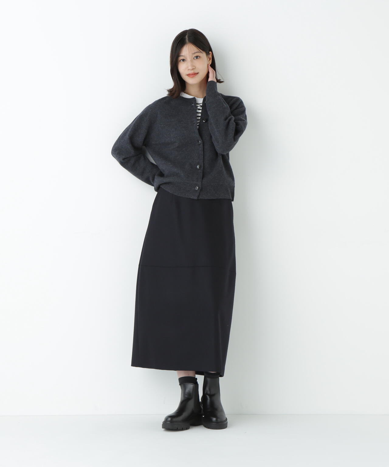 ≪洗える≫ウォッシャブルウールクルーネックカーディガン