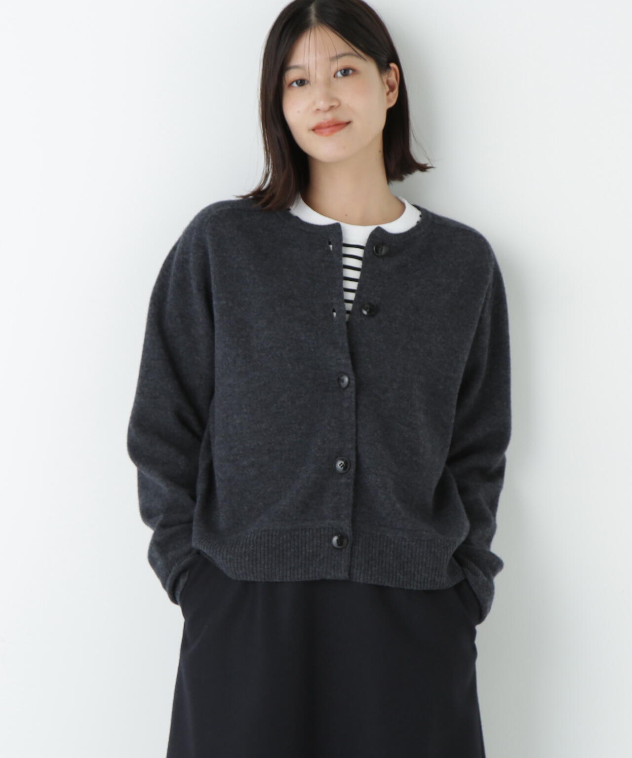 ≪洗える≫ウォッシャブルウールクルーネックカーディガン