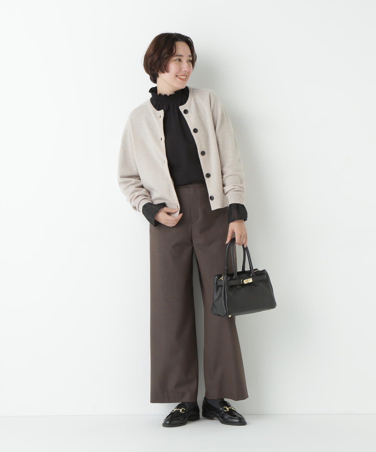 ≪洗える≫ウォッシャブルウールクルーネックカーディガン