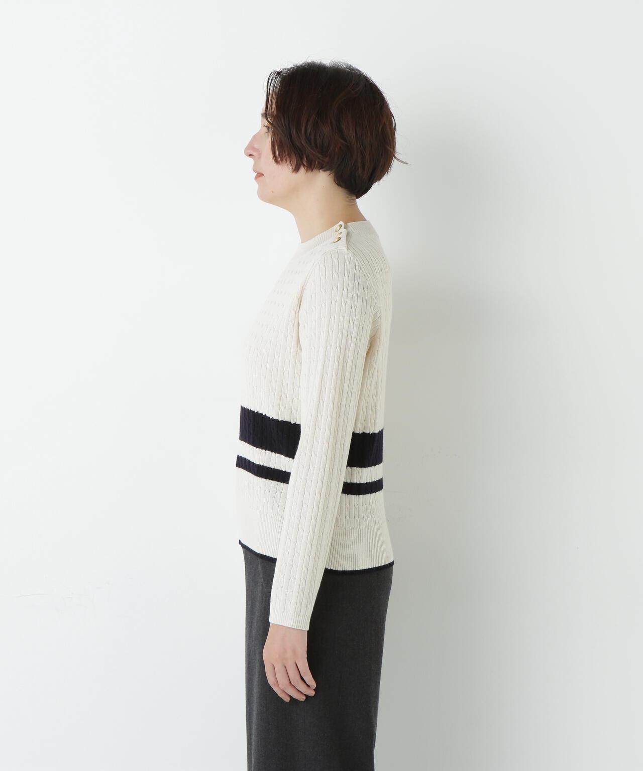 ミニケーブル釦プルオーバー