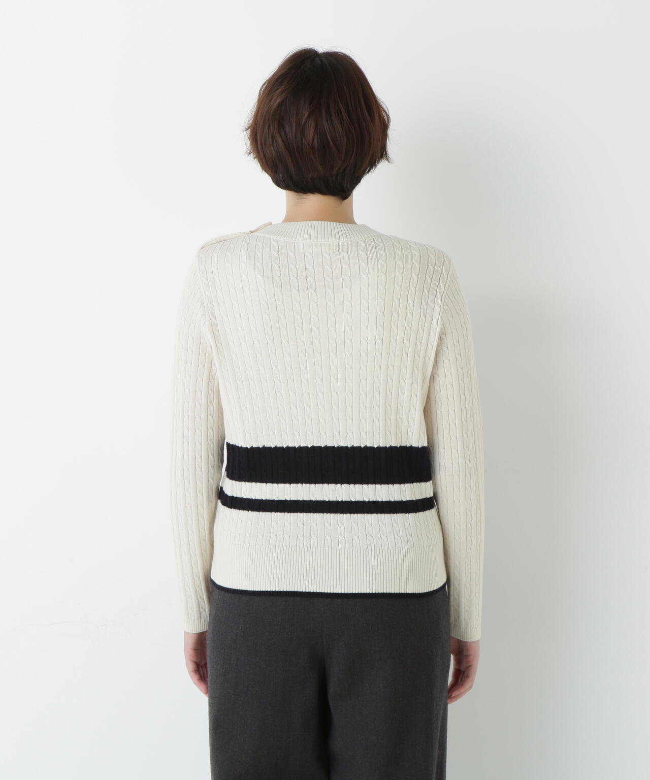 ミニケーブル釦プルオーバー