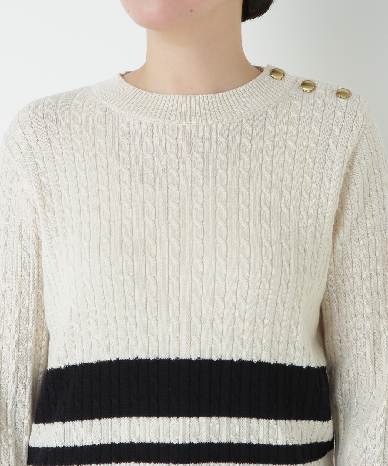 ミニケーブル釦プルオーバー