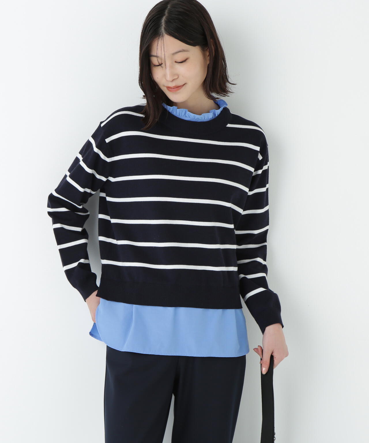 シャツ地ドッキングプルオーバー