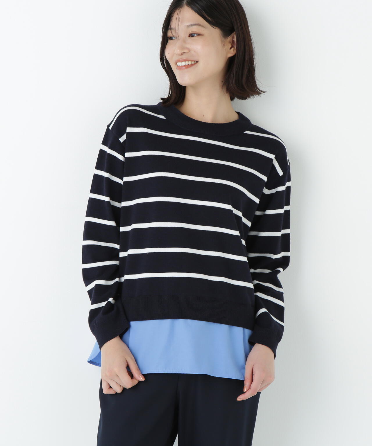 シャツ地ドッキングプルオーバー