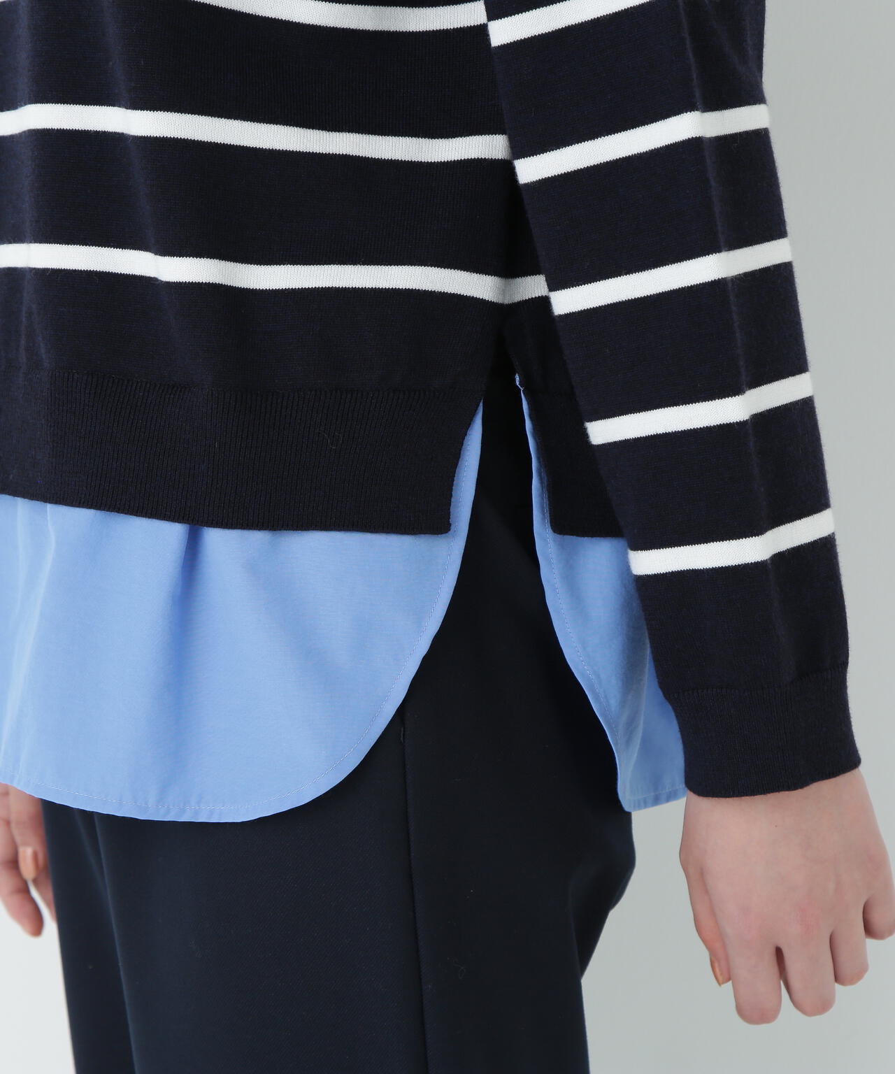 シャツ地ドッキングプルオーバー