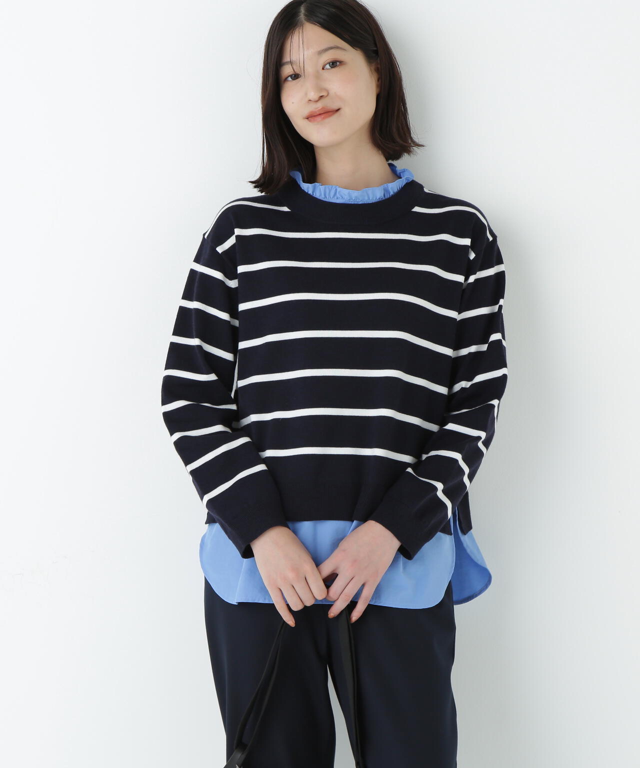 シャツ地ドッキングプルオーバー