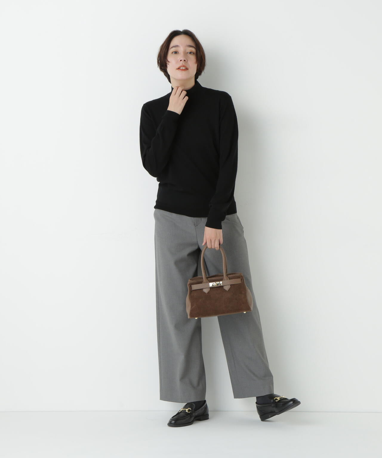 梳毛天竺ハイネックプルオーバー