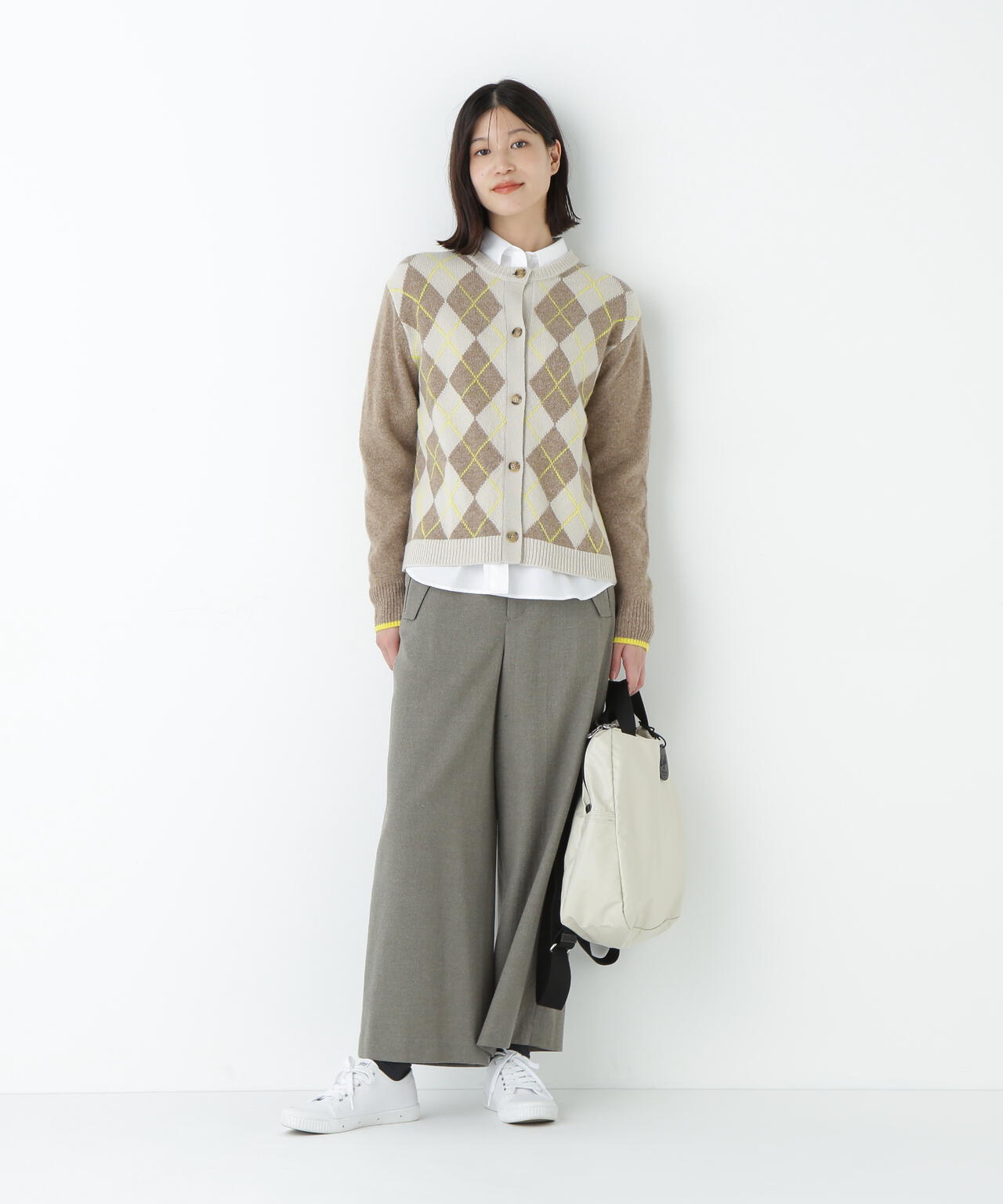 ウールMIXアーガイルクルーネックカーディガン | human woman