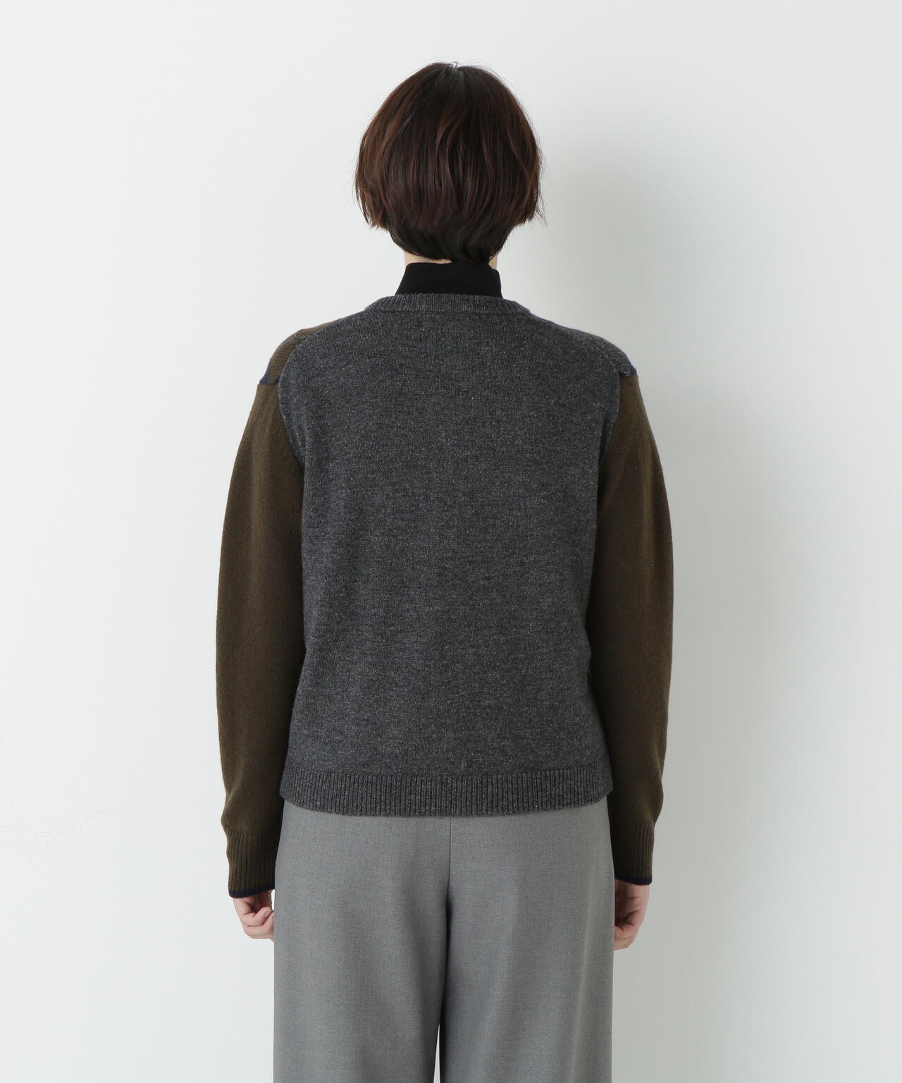 ウールＭＩＸアーガイルクルーネックカーディガン