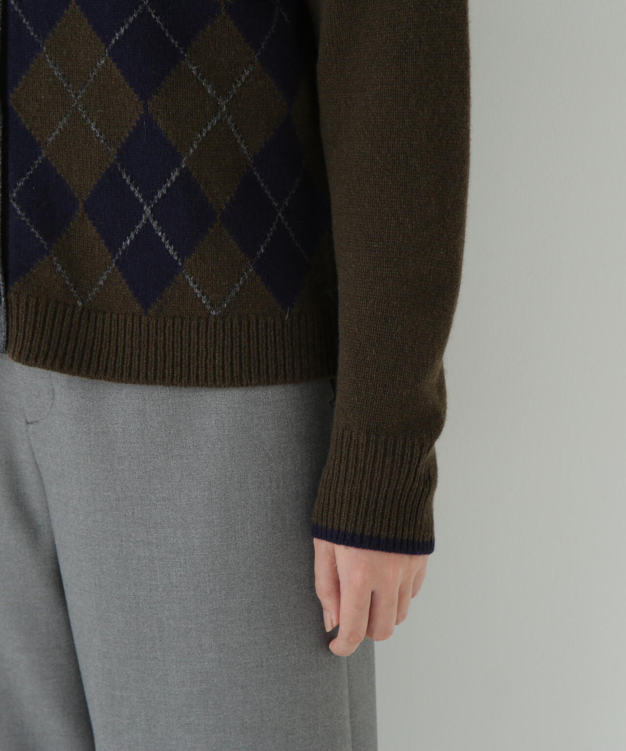 ウールＭＩＸアーガイルクルーネックカーディガン