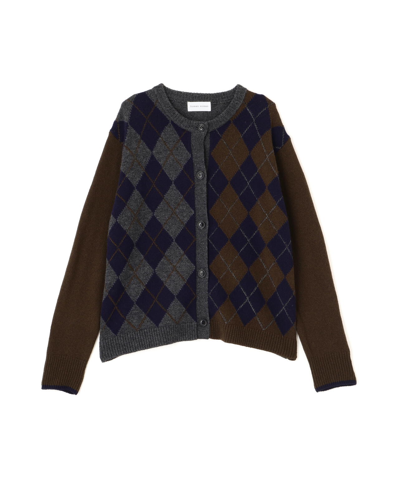 ウールMIXアーガイルクルーネックカーディガン | human woman