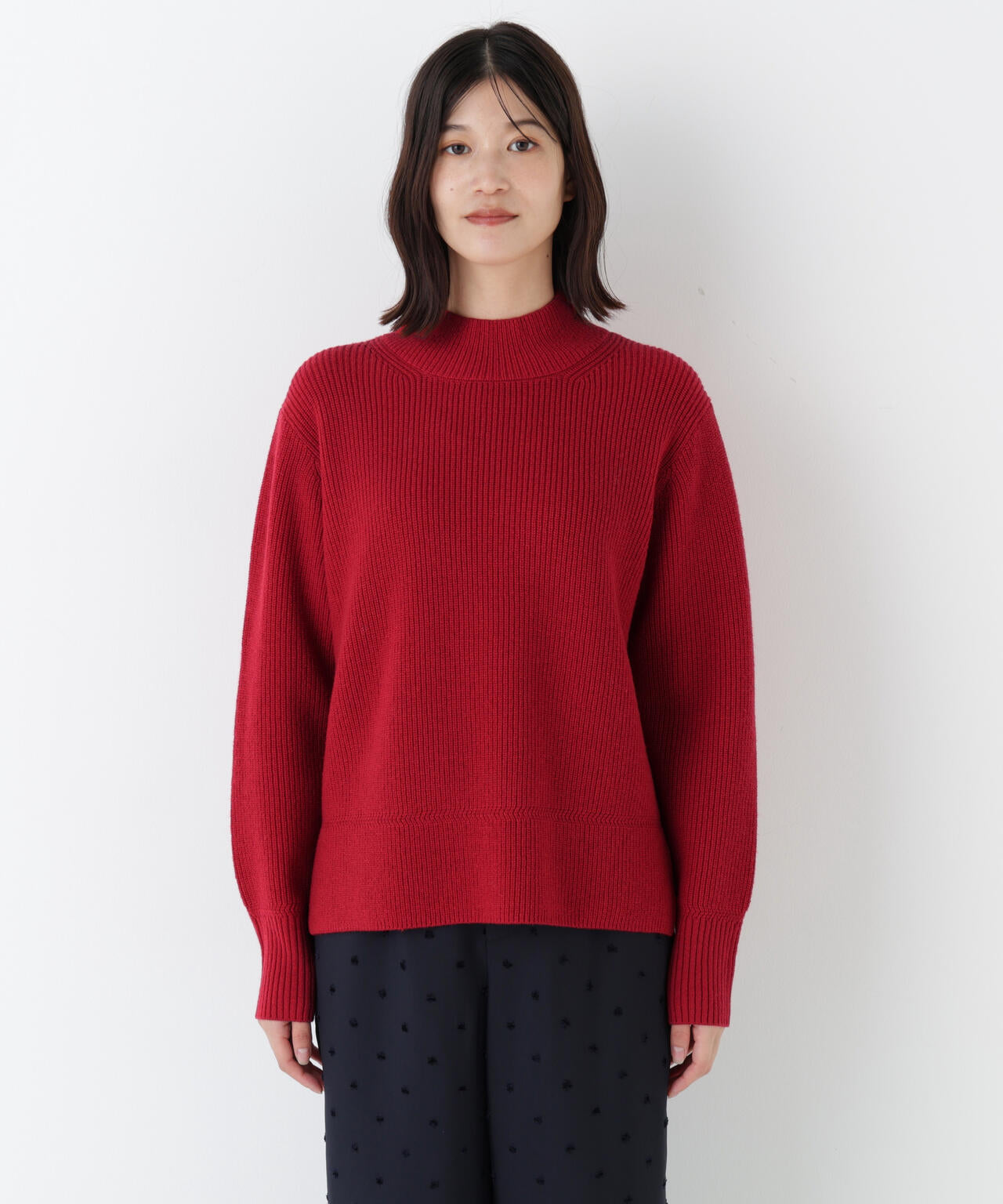 ヒューマンウーマン（human woman）/◆ウールハイネック片畦プルオーバー ≪洗える≫ウールハイネック片畦プルオーバー | human woman