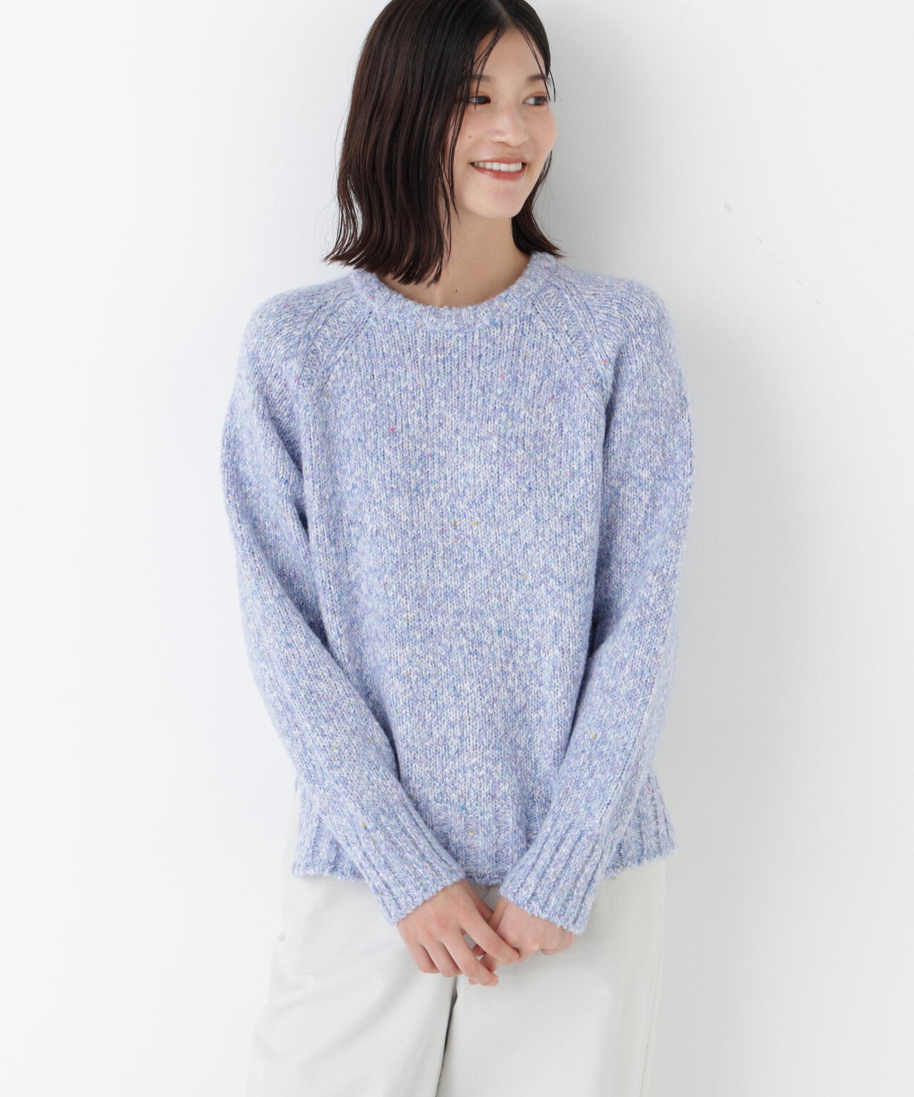 ≪洗える≫ＭＩＸヤーンクルーネックラグランプルオーバー