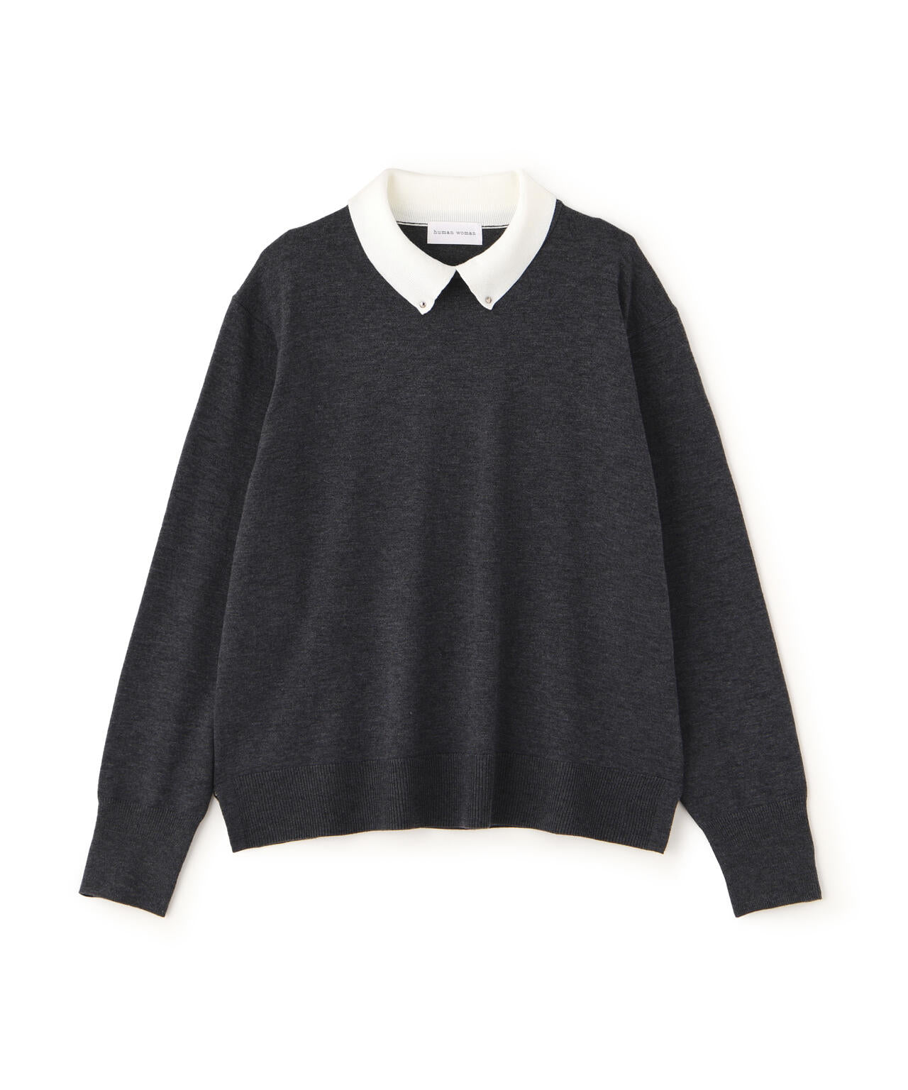 ≪洗える≫ハイゲージプレーティング天竺衿付きニット