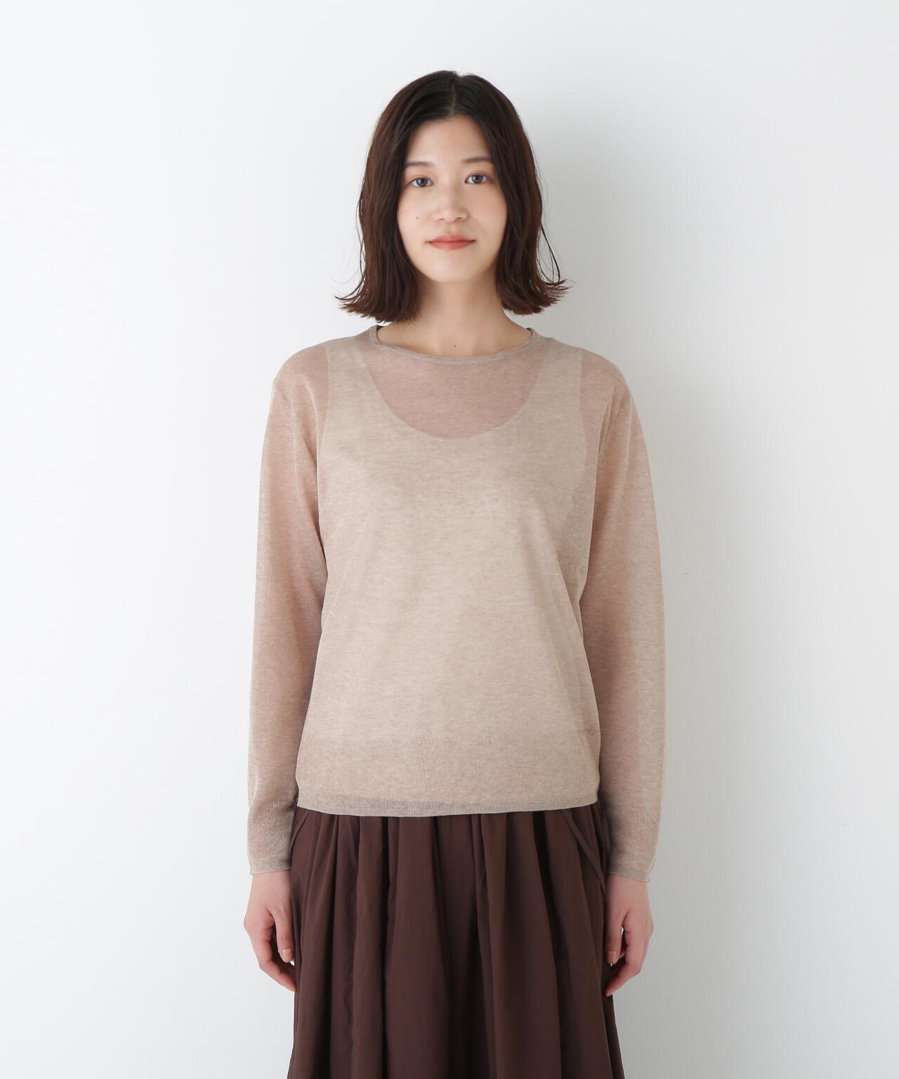 ハイゲージラメクルーネックプルオーバー