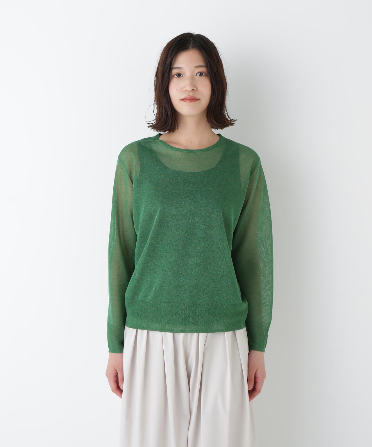 ハイゲージラメクルーネックプルオーバー