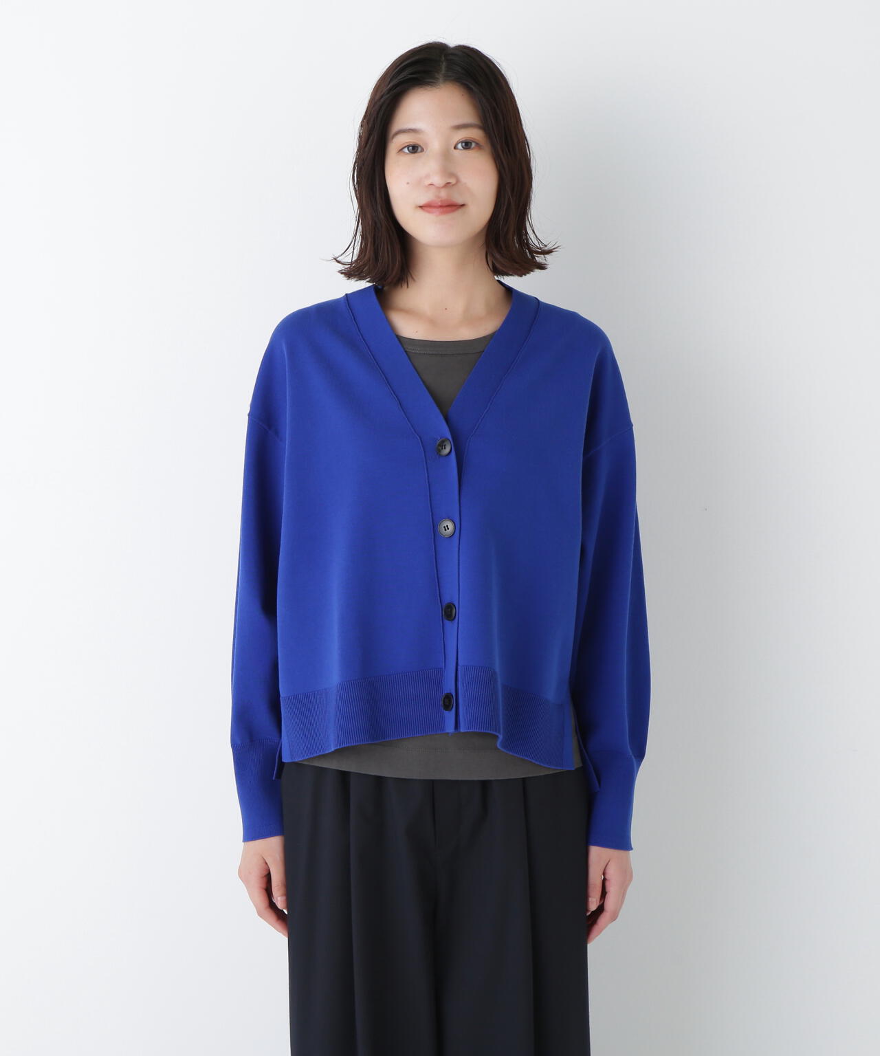 オーガニックコットン混プレーティングカーディガン