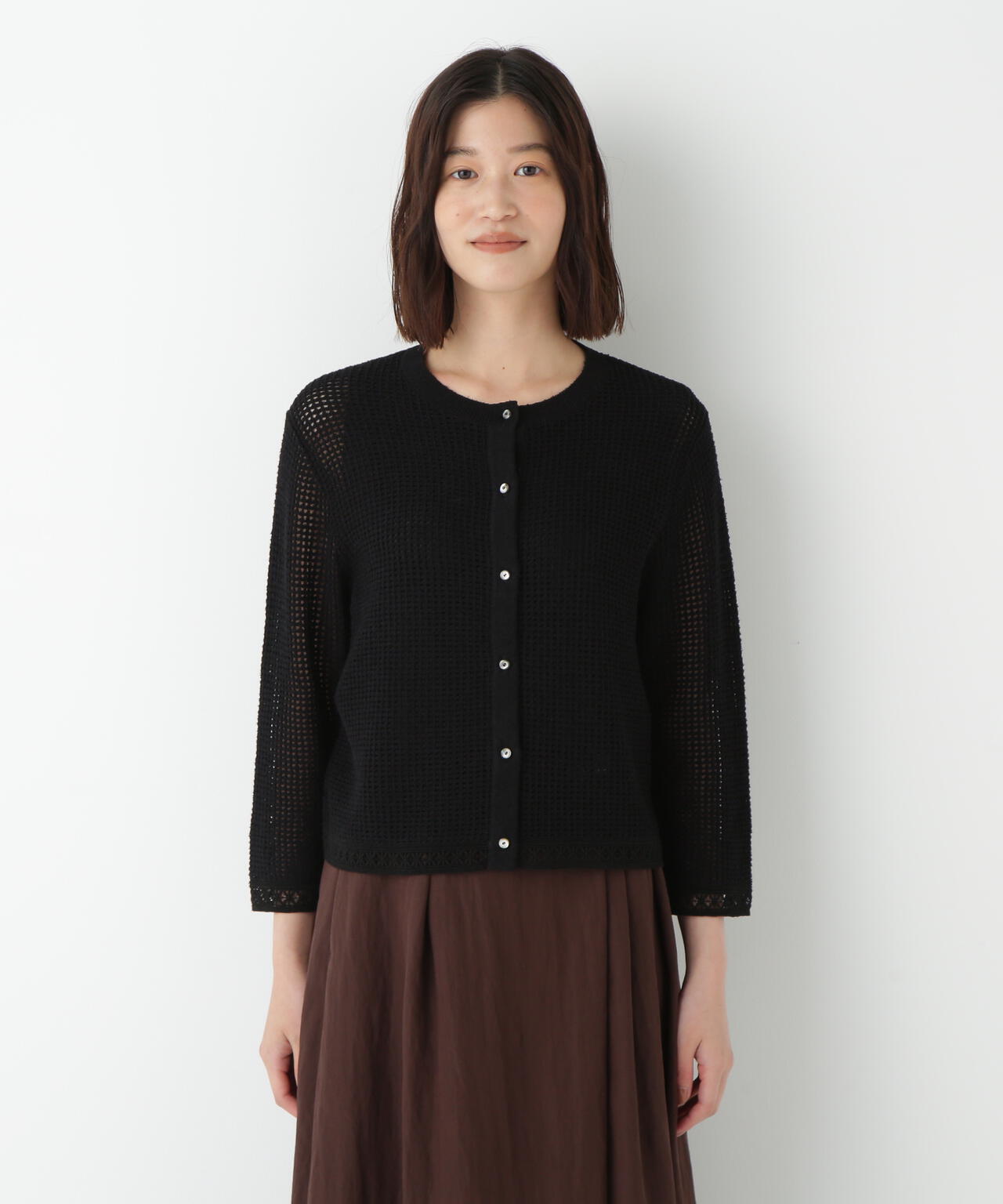 透かしブークレニットカーディガン
