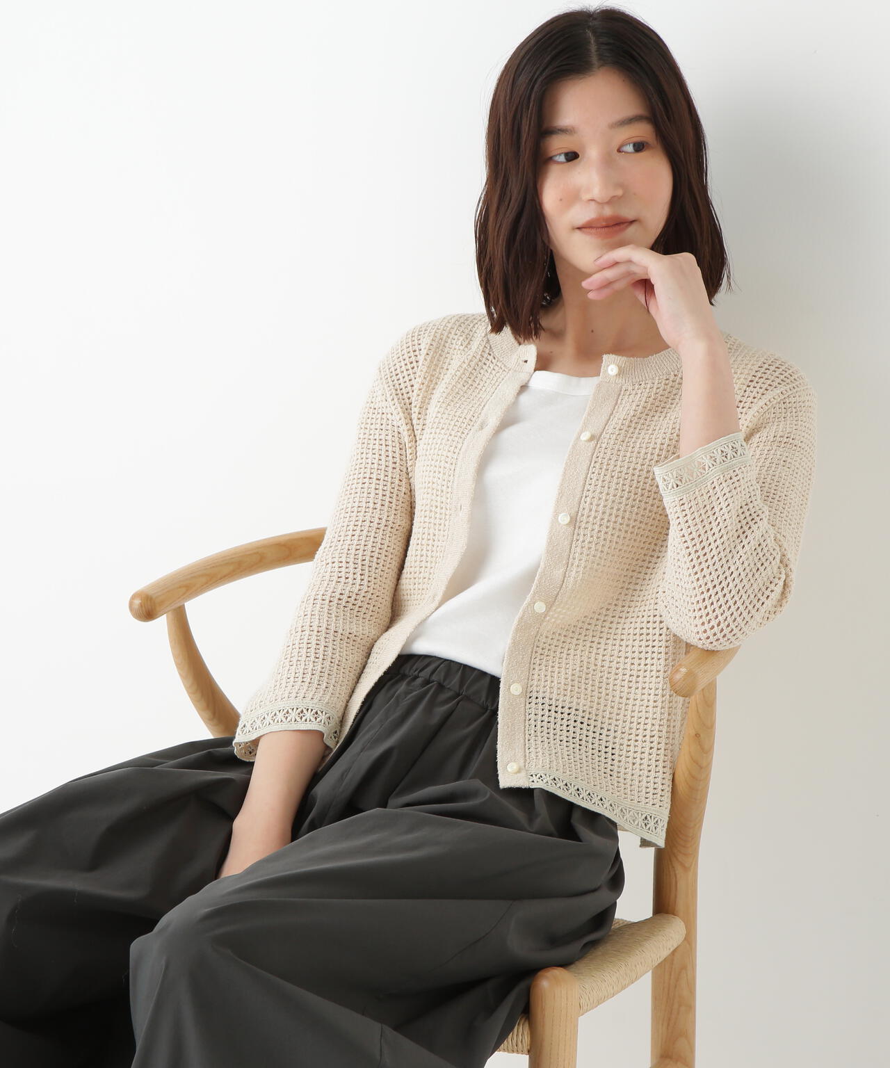透かしブークレニットカーディガン