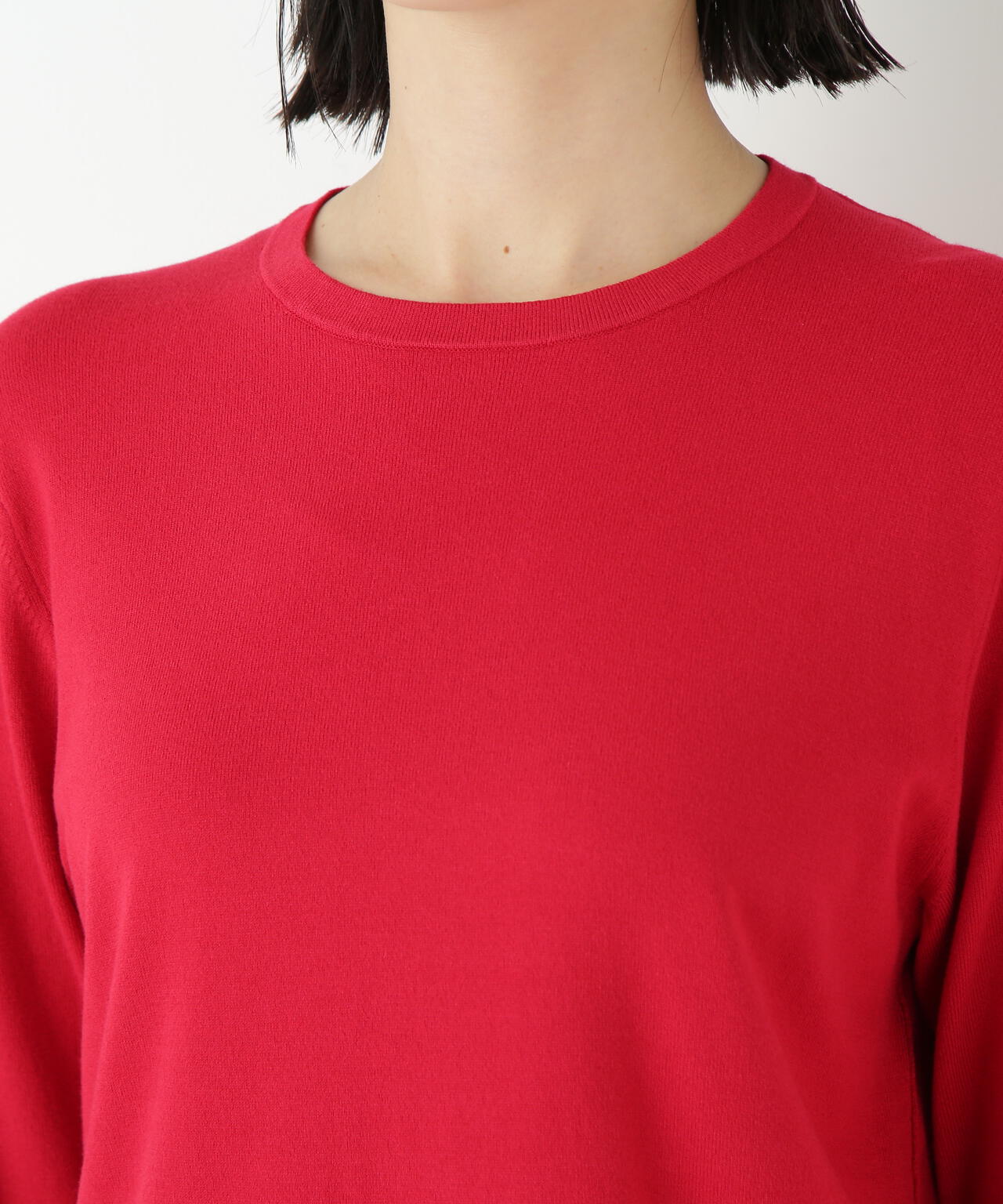 レーヨン混ハイゲージクルーネックプルオーバー | human woman