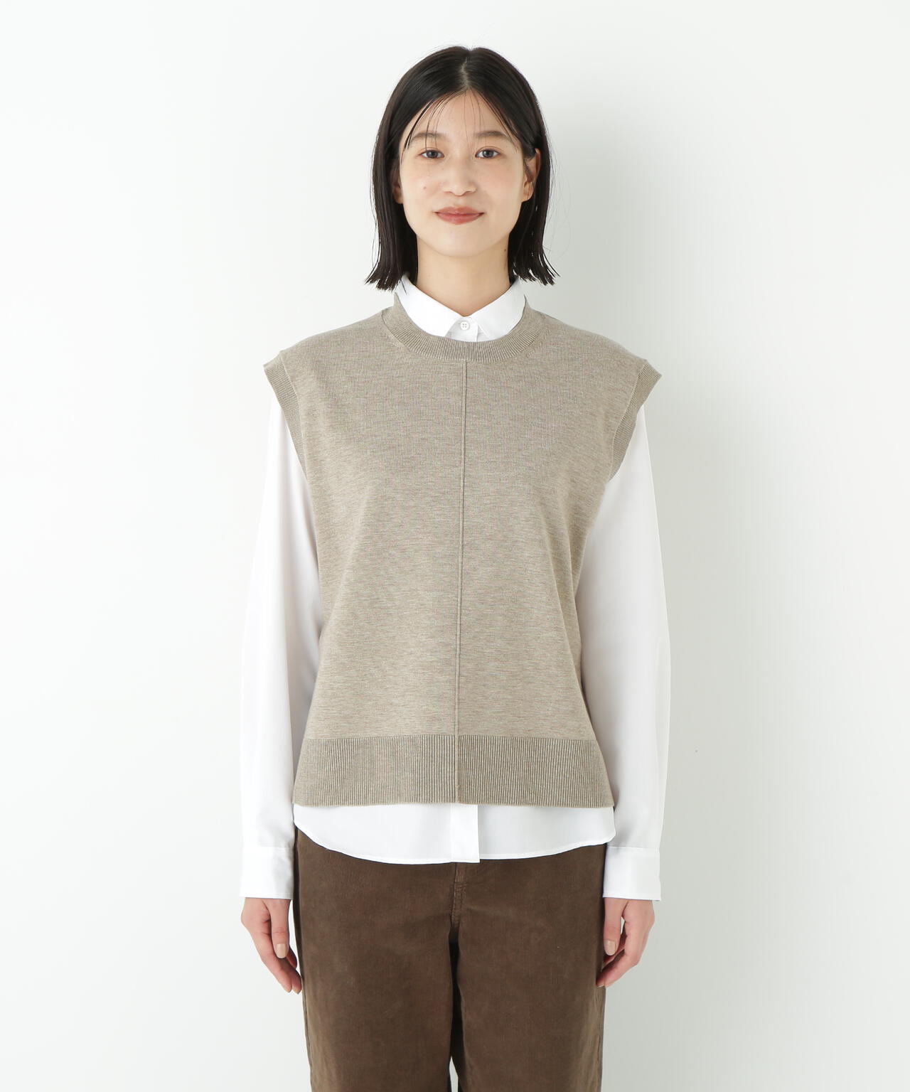 ハイゲージクルーネックニットベスト