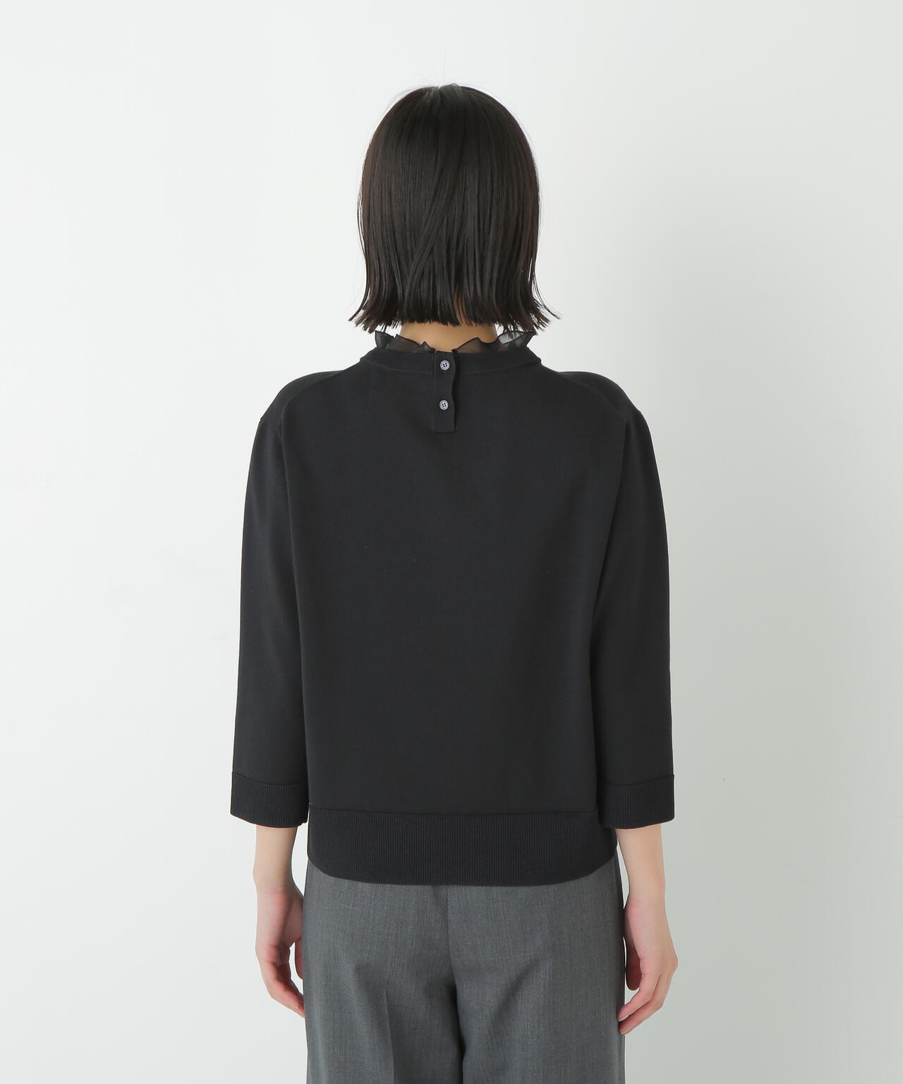 綿ポリエステル取外し衿付プルオーバー