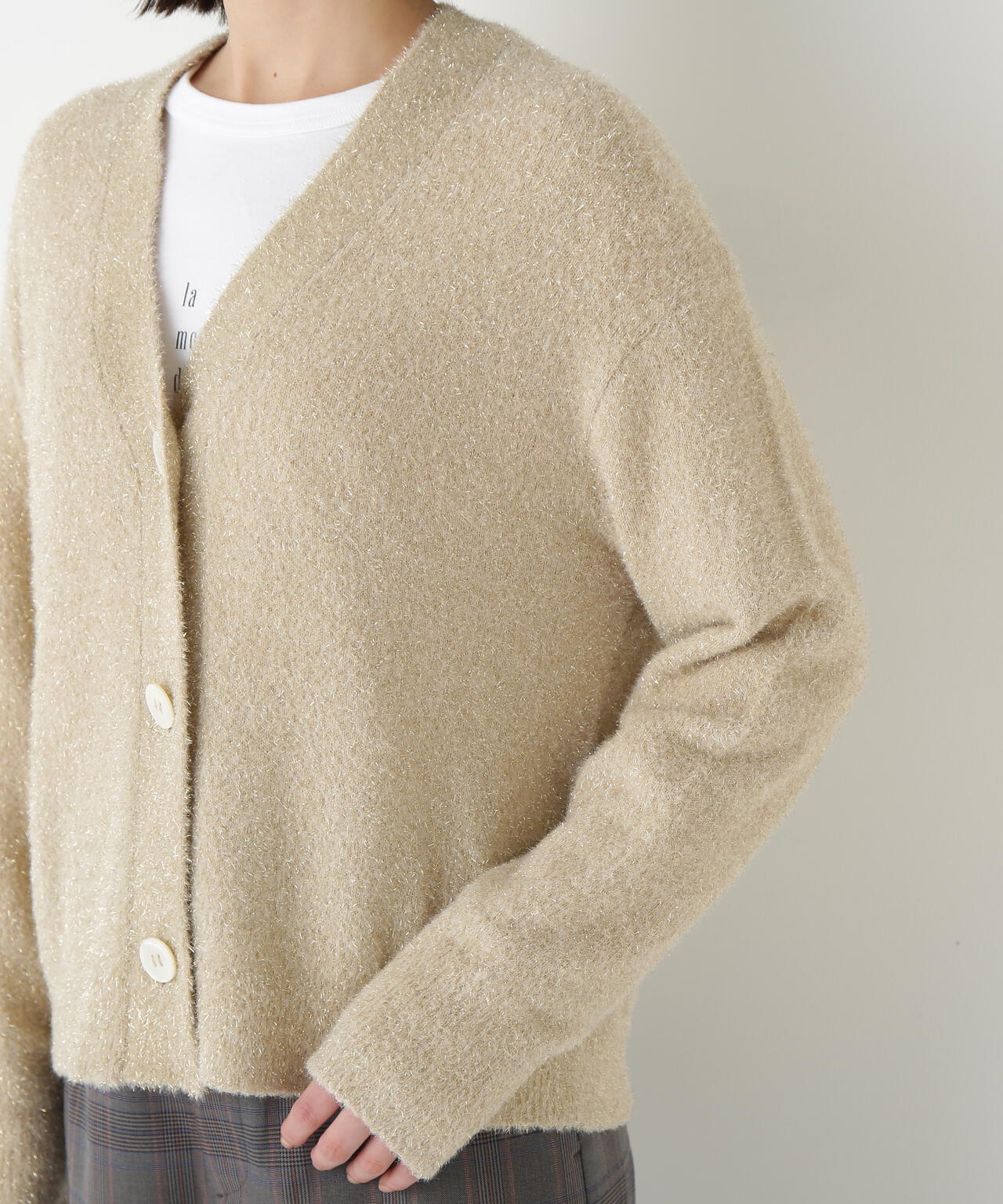 超美品PLAY ベージュ 長袖カーディガンMサイズ プレイ コムデギャルソン】クルーネックカーディガン ベージュ