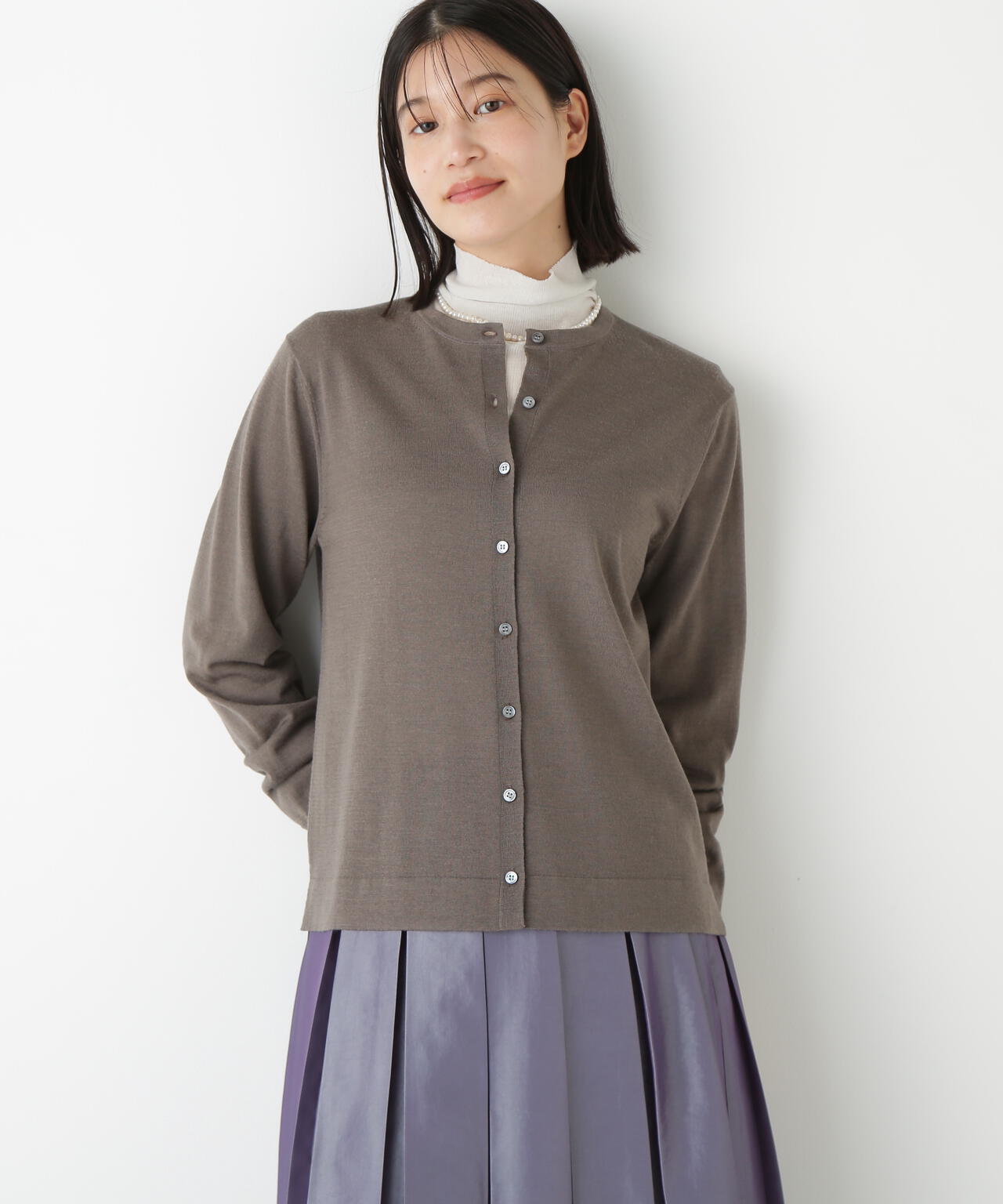 ハイツイストウールクルーネックカーディガン