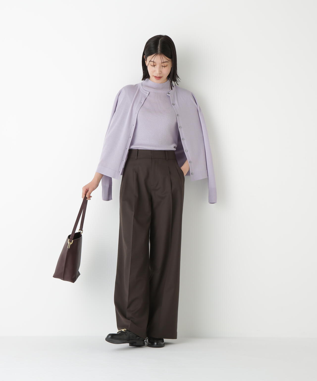 ハイツイストウールクルーネックカーディガン