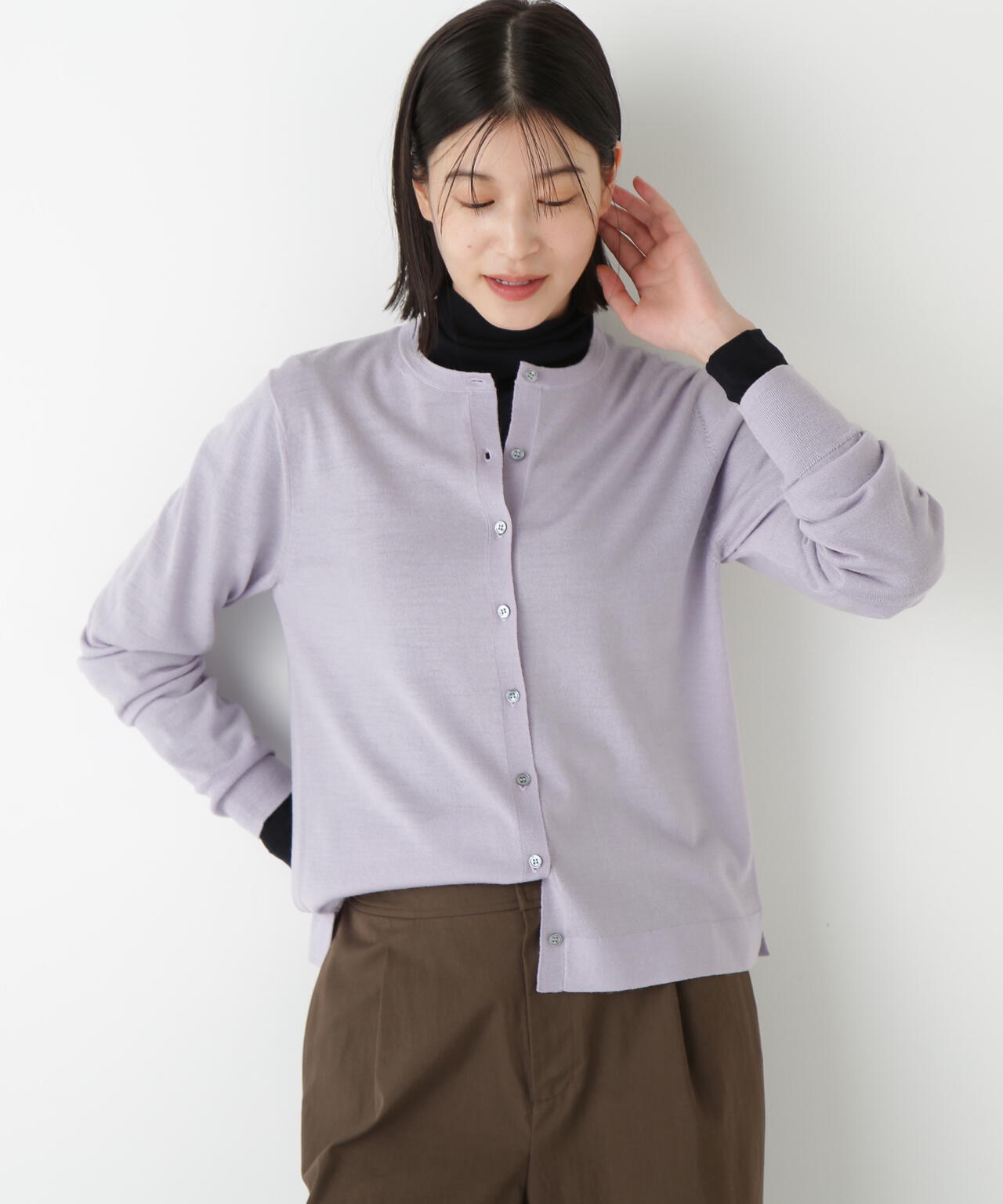 ヒューマンウーマン（human woman）/◆ハイツイストウールクルーネックカーディガン ハイツイストウールクルーネックカーディガン | human woman