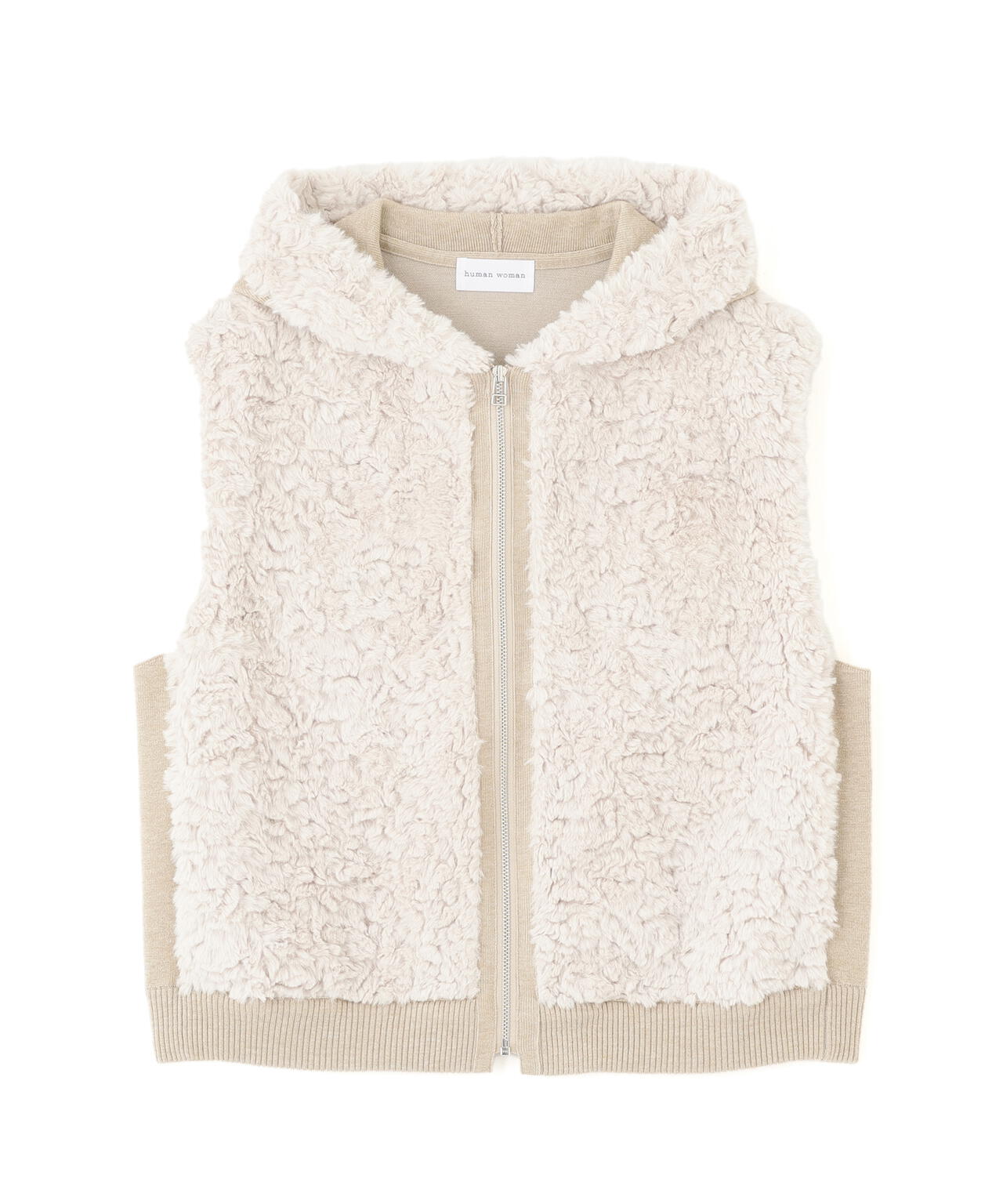 ヒューマンウーマン（human woman）/◆フェイクファージップアップフードベスト フェイクファージップアップフードベスト | human woman（ヒューマン