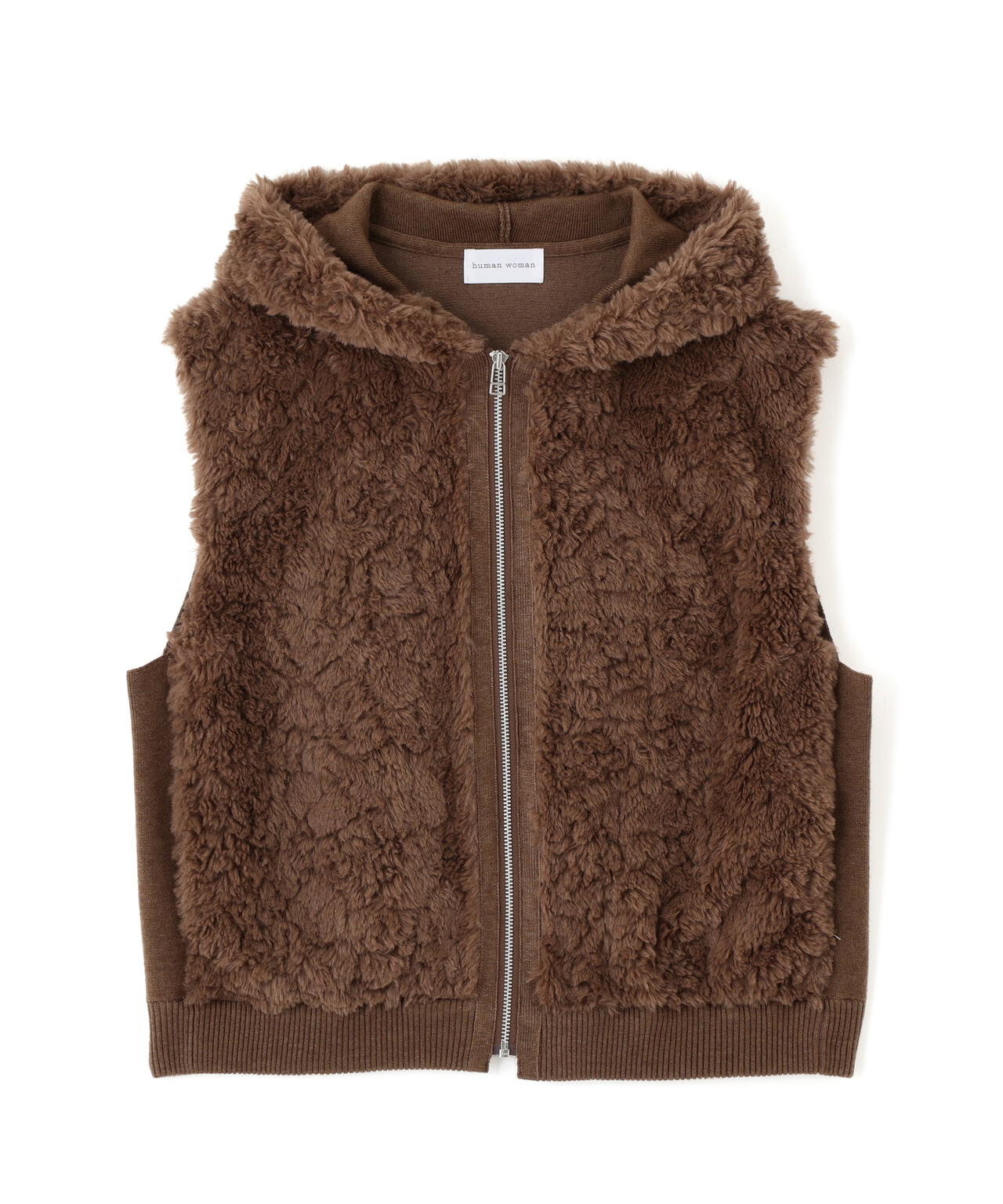 フェイクファージップアップフードベスト | human woman（ヒューマン