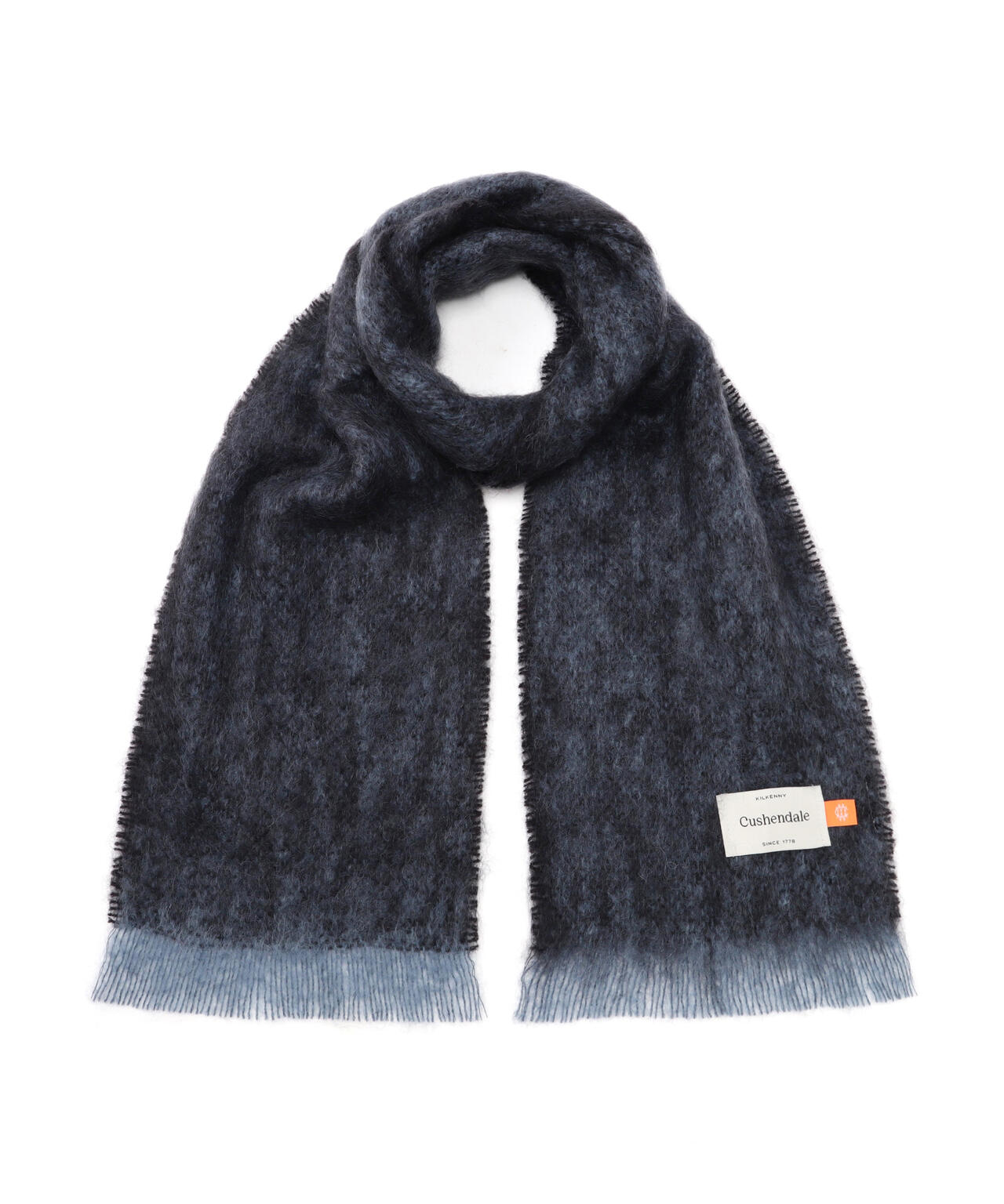 LOUWE モヘアマフラー LOEWE(ロエベ) ブローチ付きモヘアマフラー ブルー サイズ ONE SIZE