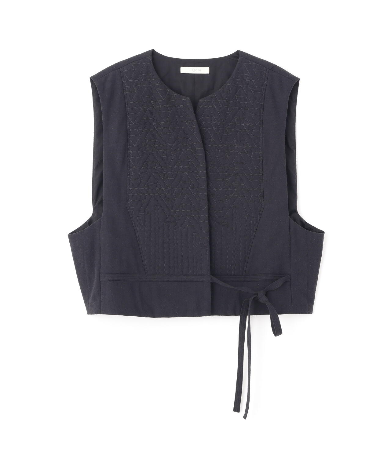 シルクネップキルティング刺しゅうベスト