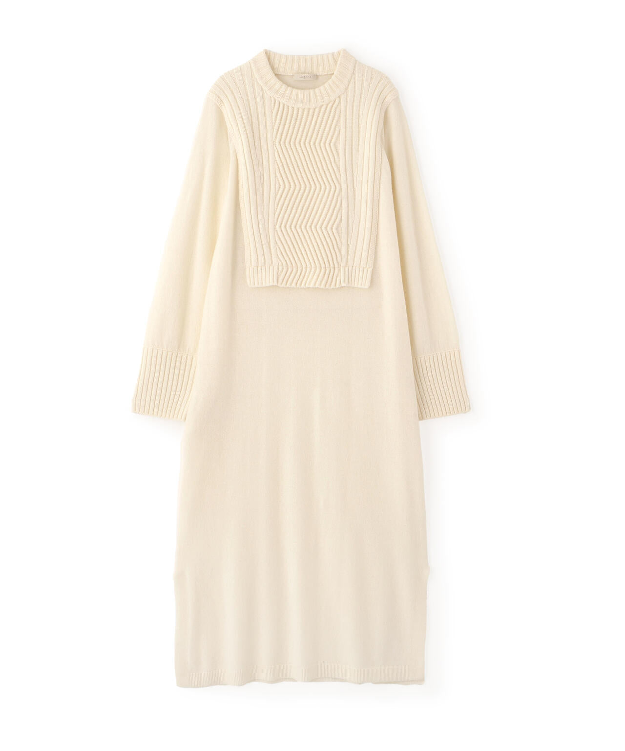 ヘリンボーンモチーフニットワンピース