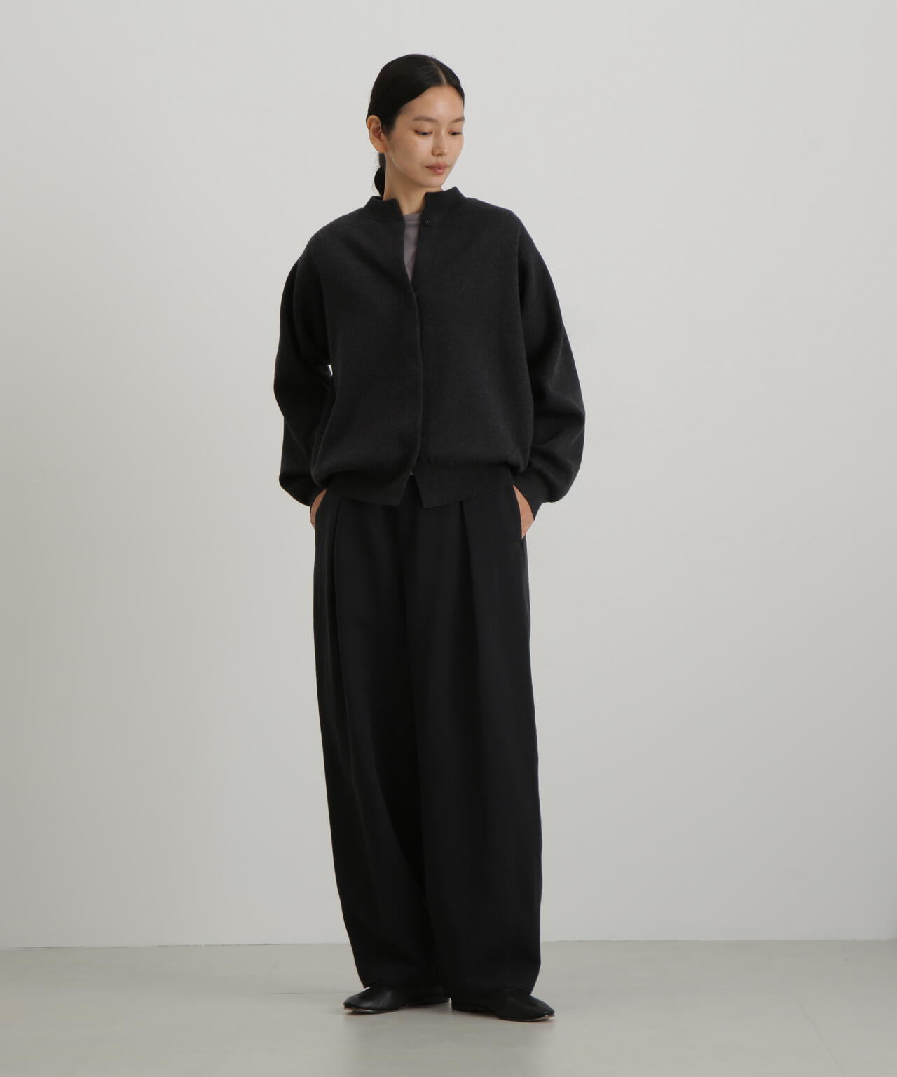 コットンカシミヤ接結ニットカーディガン