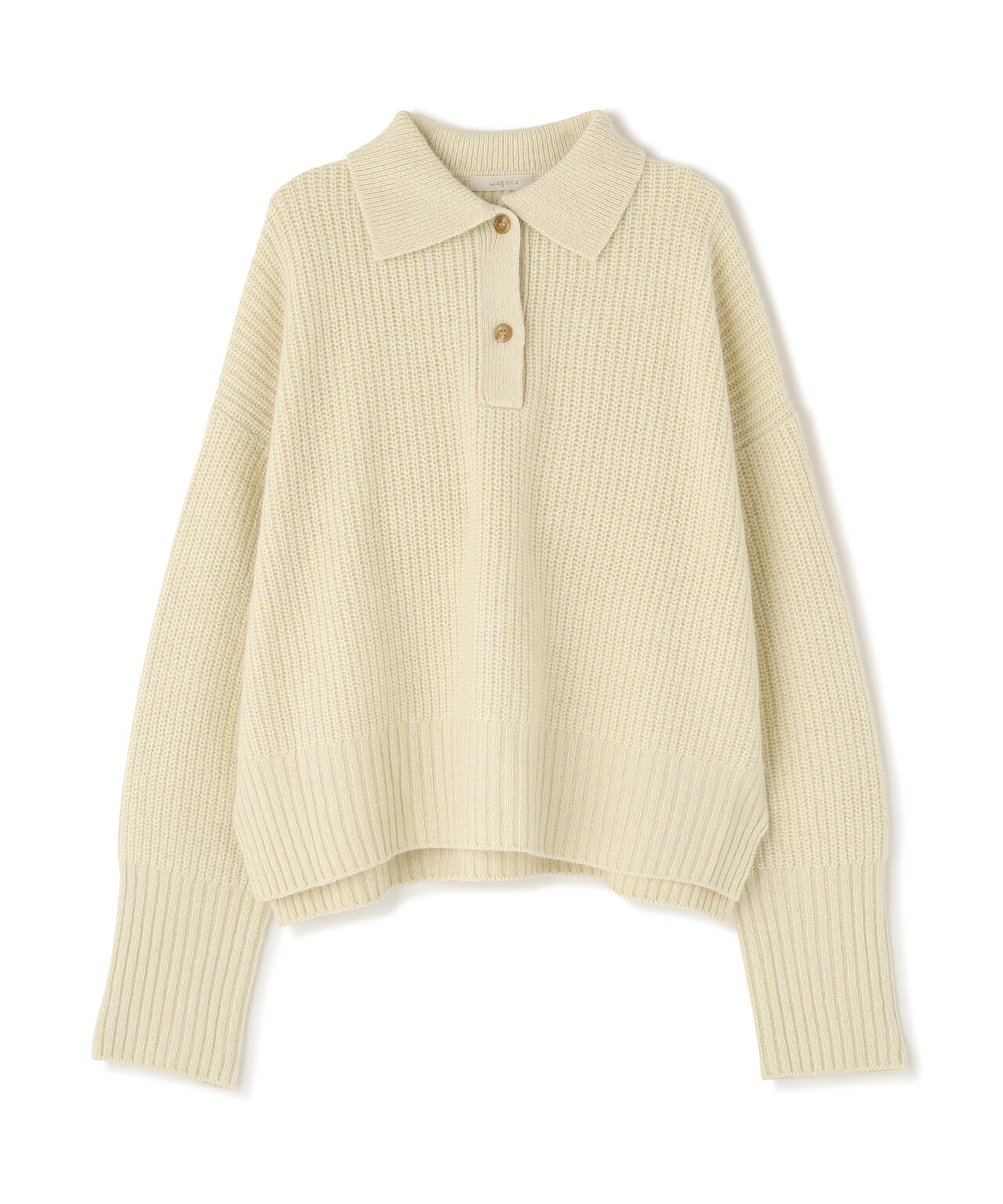 ウールＦＯＸシルク襟付きニットトップス