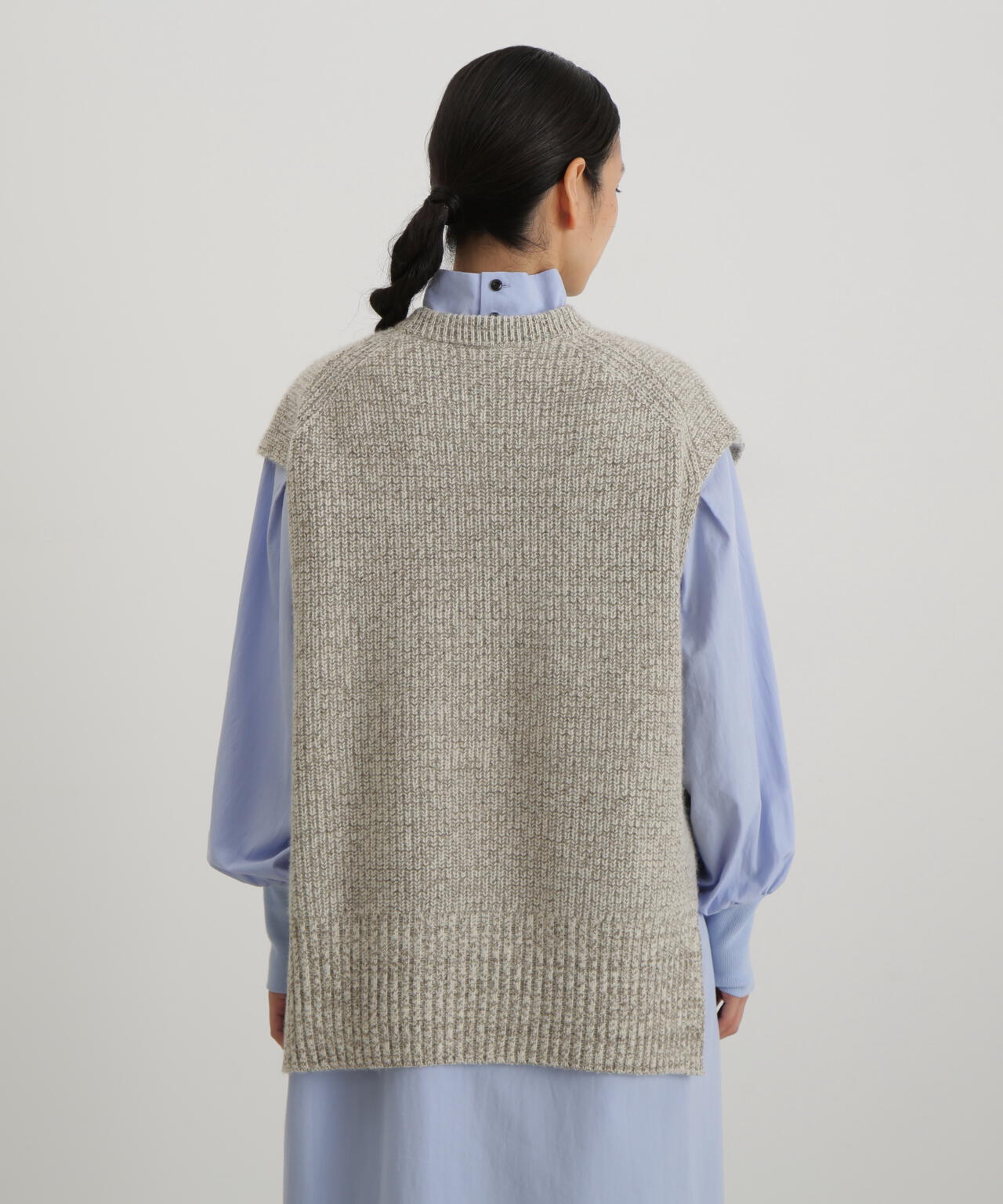 ウールＦＯＸシルクニットスリーブレストップス