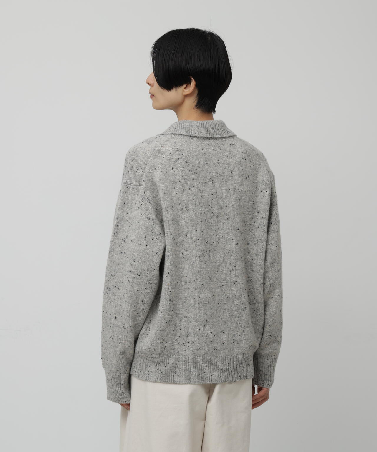 ウールネップヤーン衿付きカーディガン