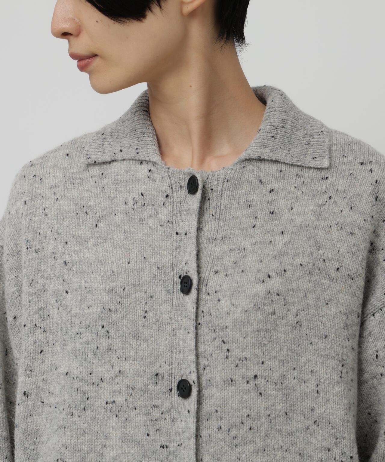 ウールネップヤーン衿付きカーディガン
