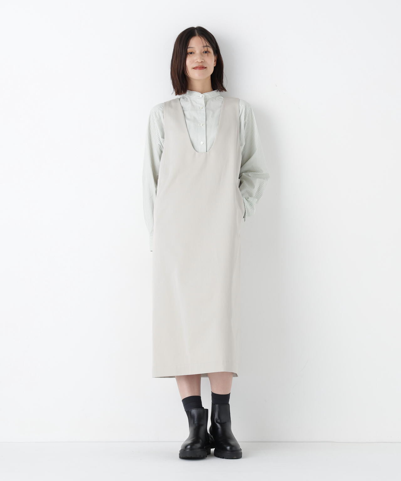 ドビーストライプレースカラーブラウス