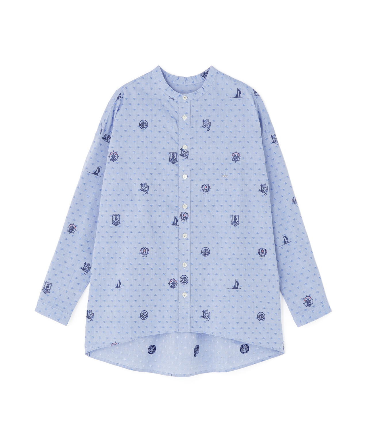 【ＷＥＢ限定】ＮＡＴＩＣカットジャカードマリン柄ブラウス