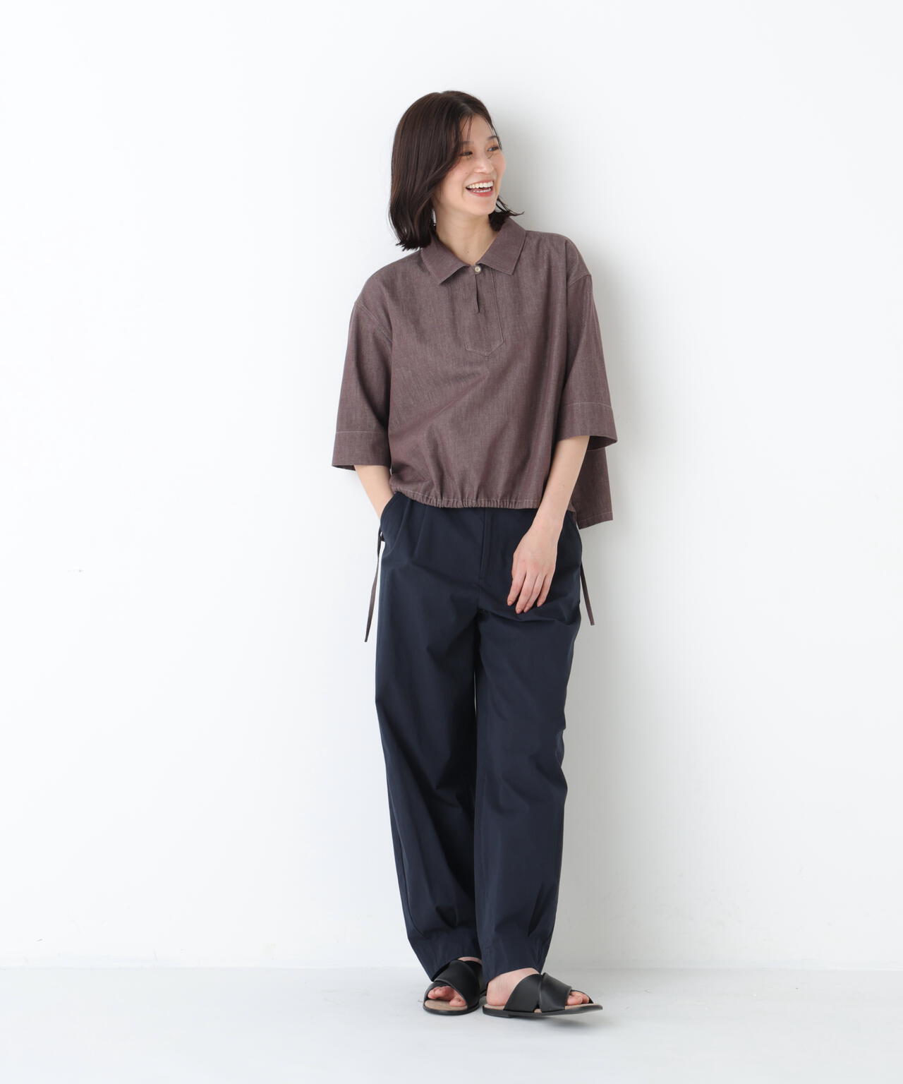 《定番素材 / 洗える》ライトオンスデニムスキッパーブラウス