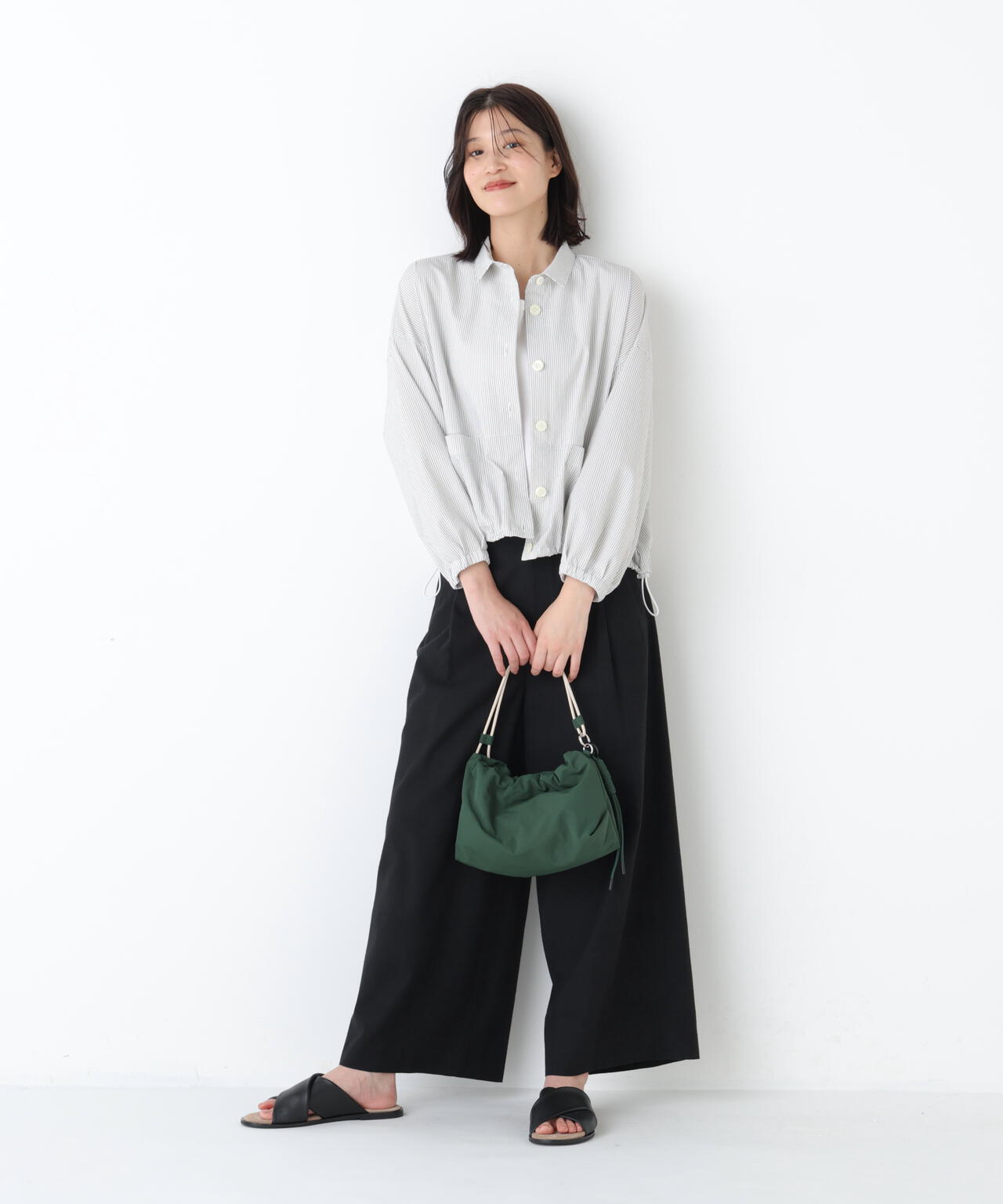 MUスポーツ★薄手ストレッチ★シャツ【レディース サイズ42（L）】 洗える》サッカーシャツ羽織り | human woman（ヒューマンウーマン
