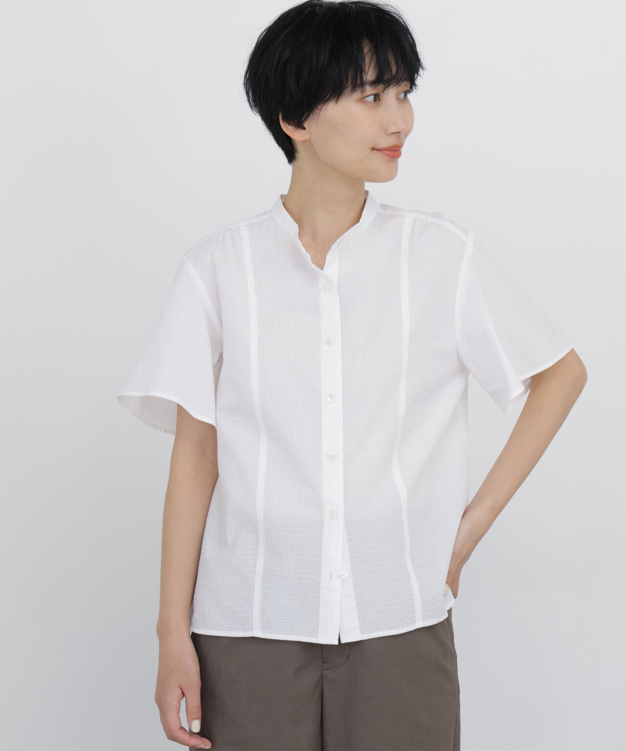 Samantha ヒューマンウーマンリブクルーＴシャツとブラウス2点まとめ 清涼素材 / 洗える》先染めサッカーブラウス | human woman