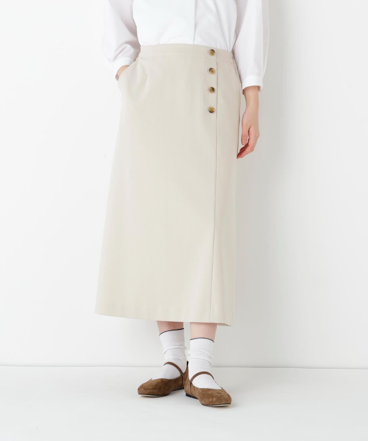 《洗える》ストレッチポンチＡラインスカート